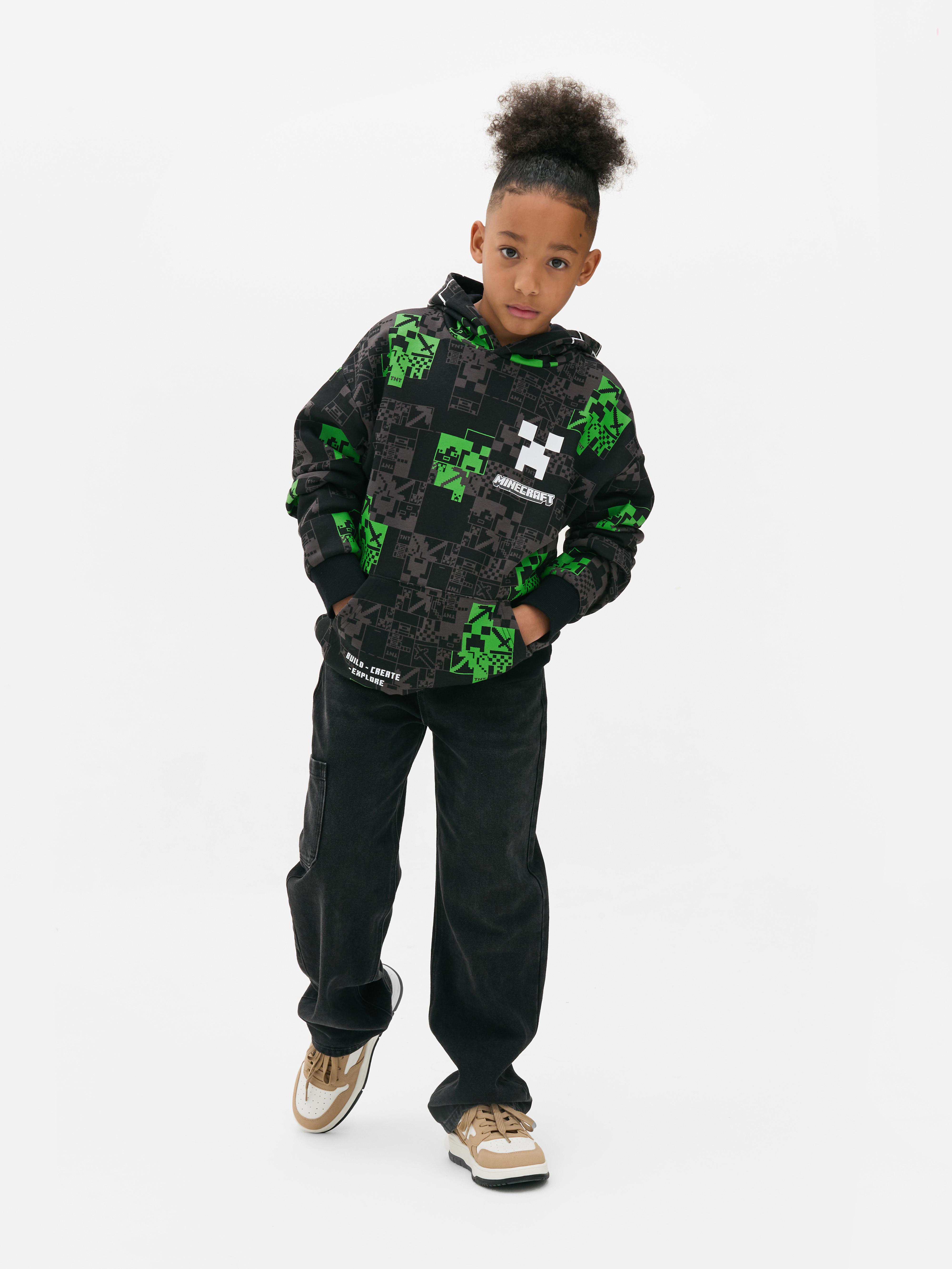 Boys Black Minecraft Creeper Hoodie Primark