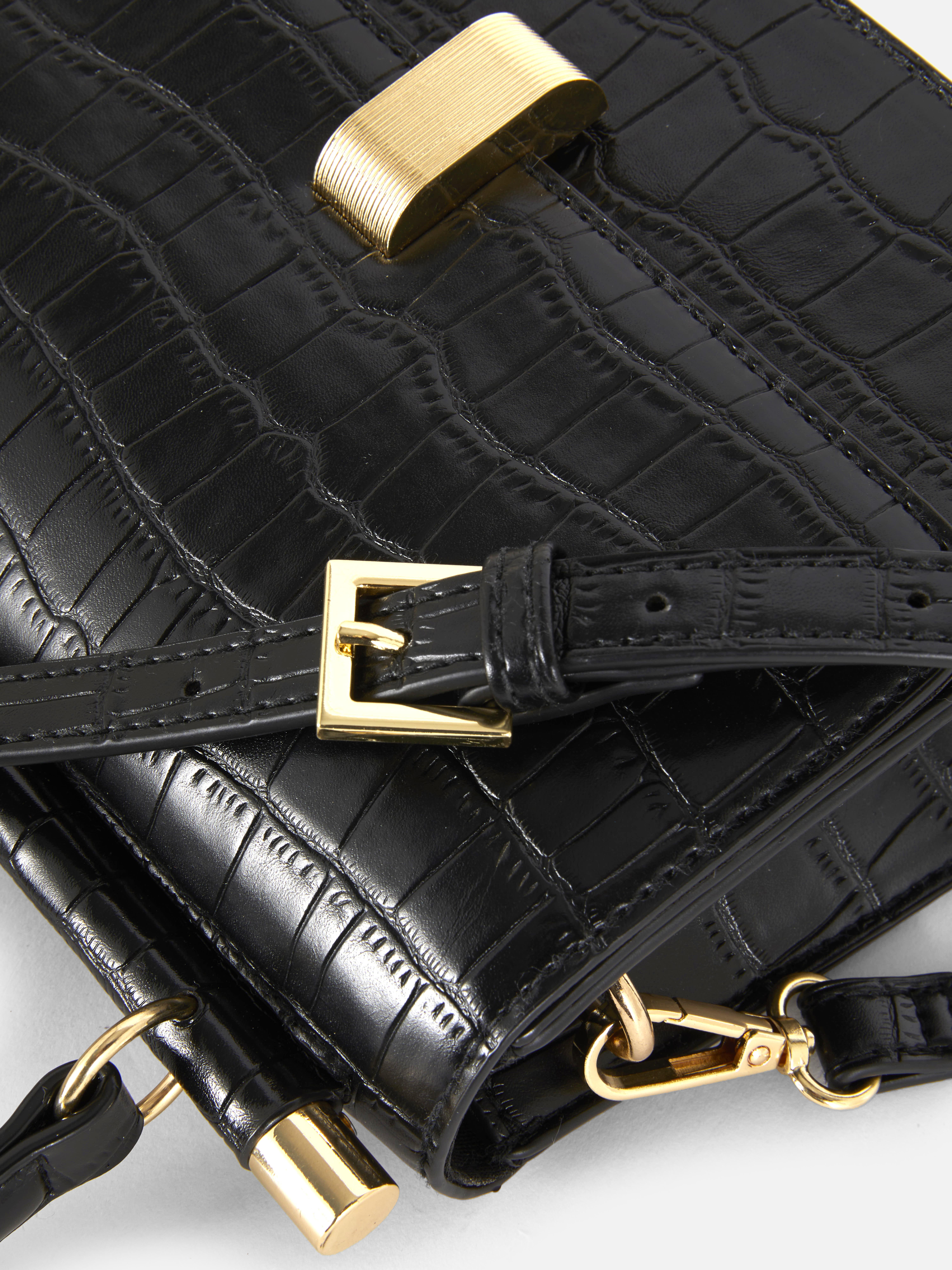 Sac imitation croco noir sales