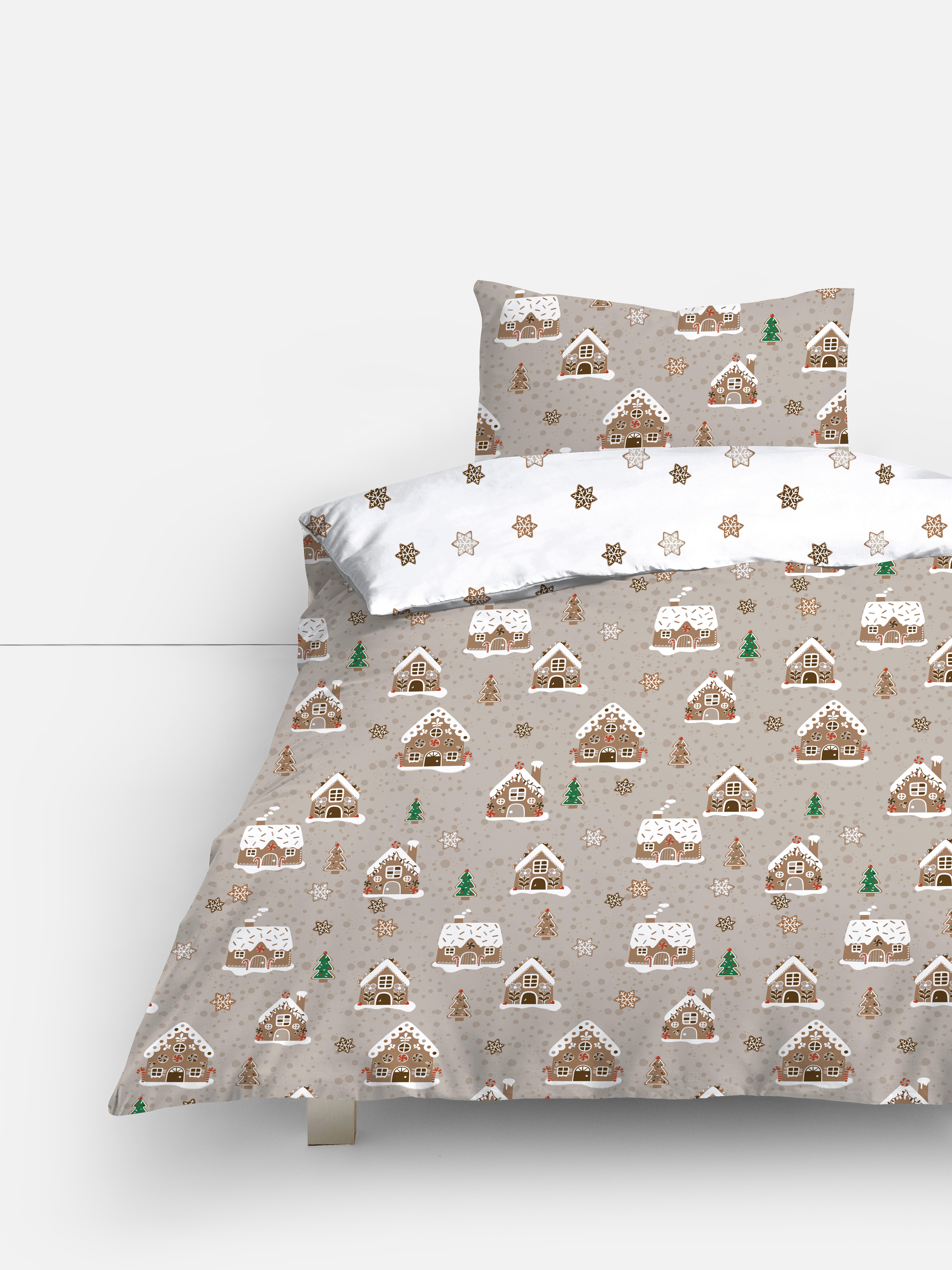 Reversible Gingerbread Single Duvet Cover Set