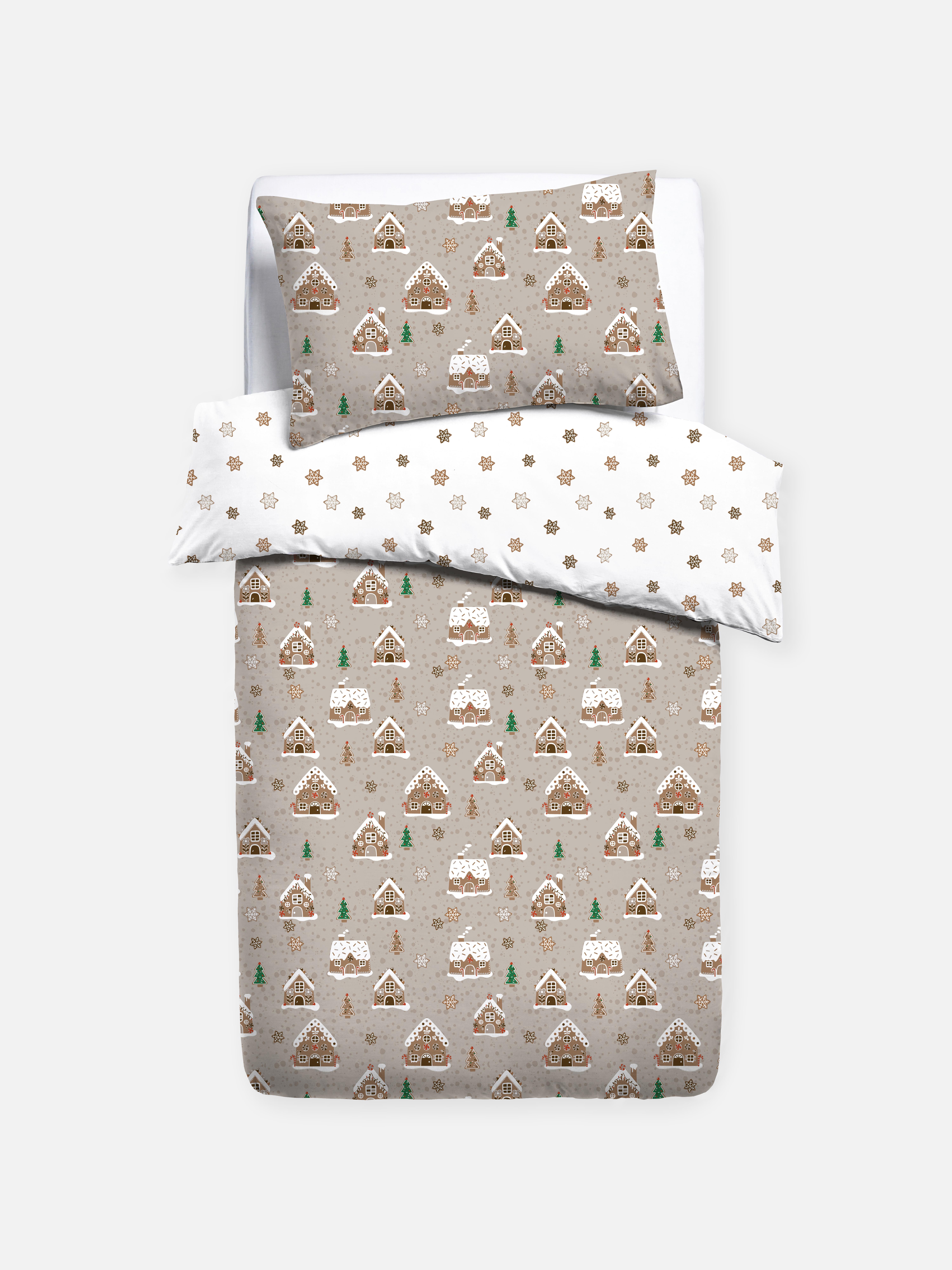 Reversible Gingerbread Single Duvet Cover Set