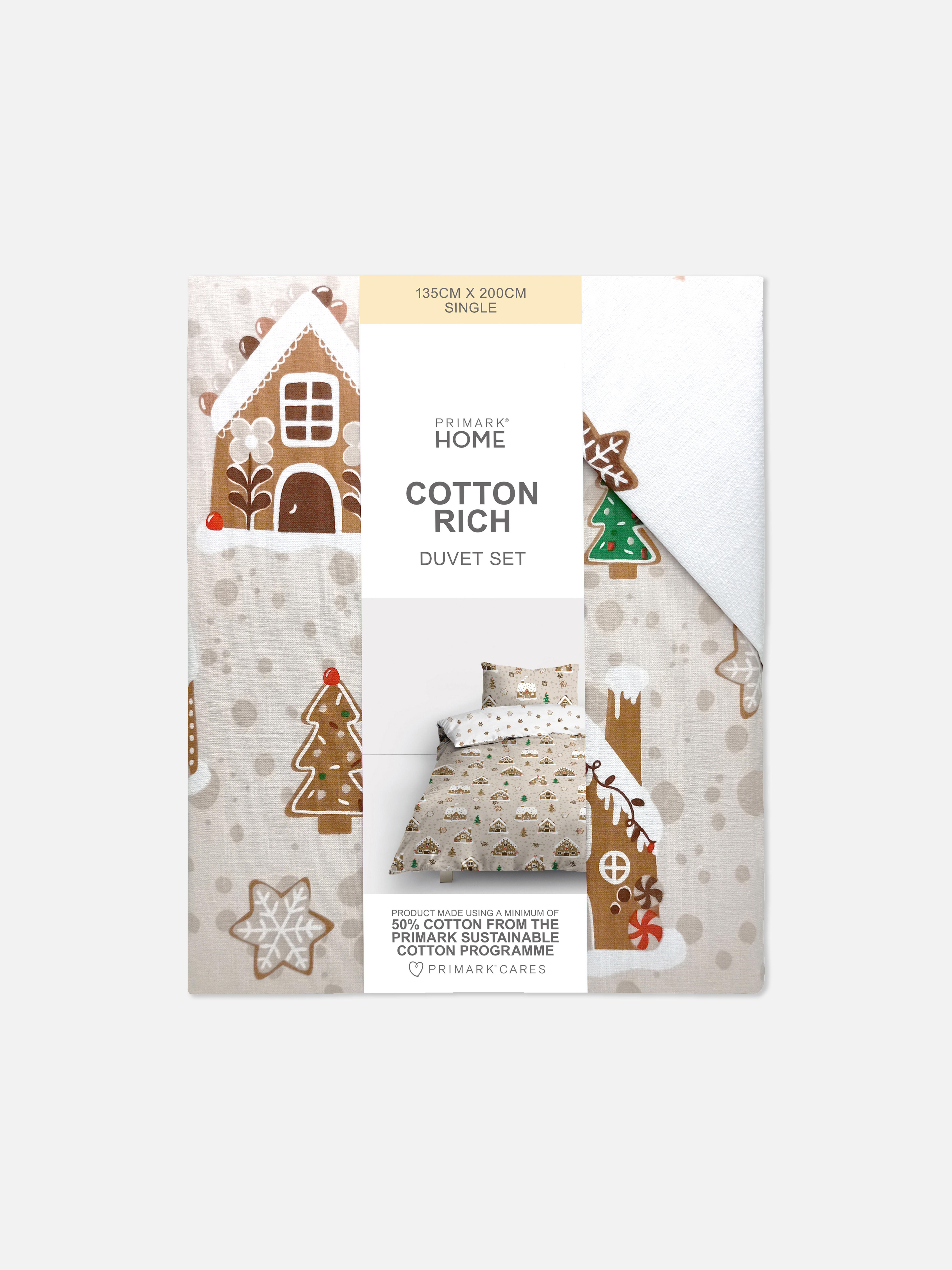 Reversible Gingerbread Single Duvet Cover Set