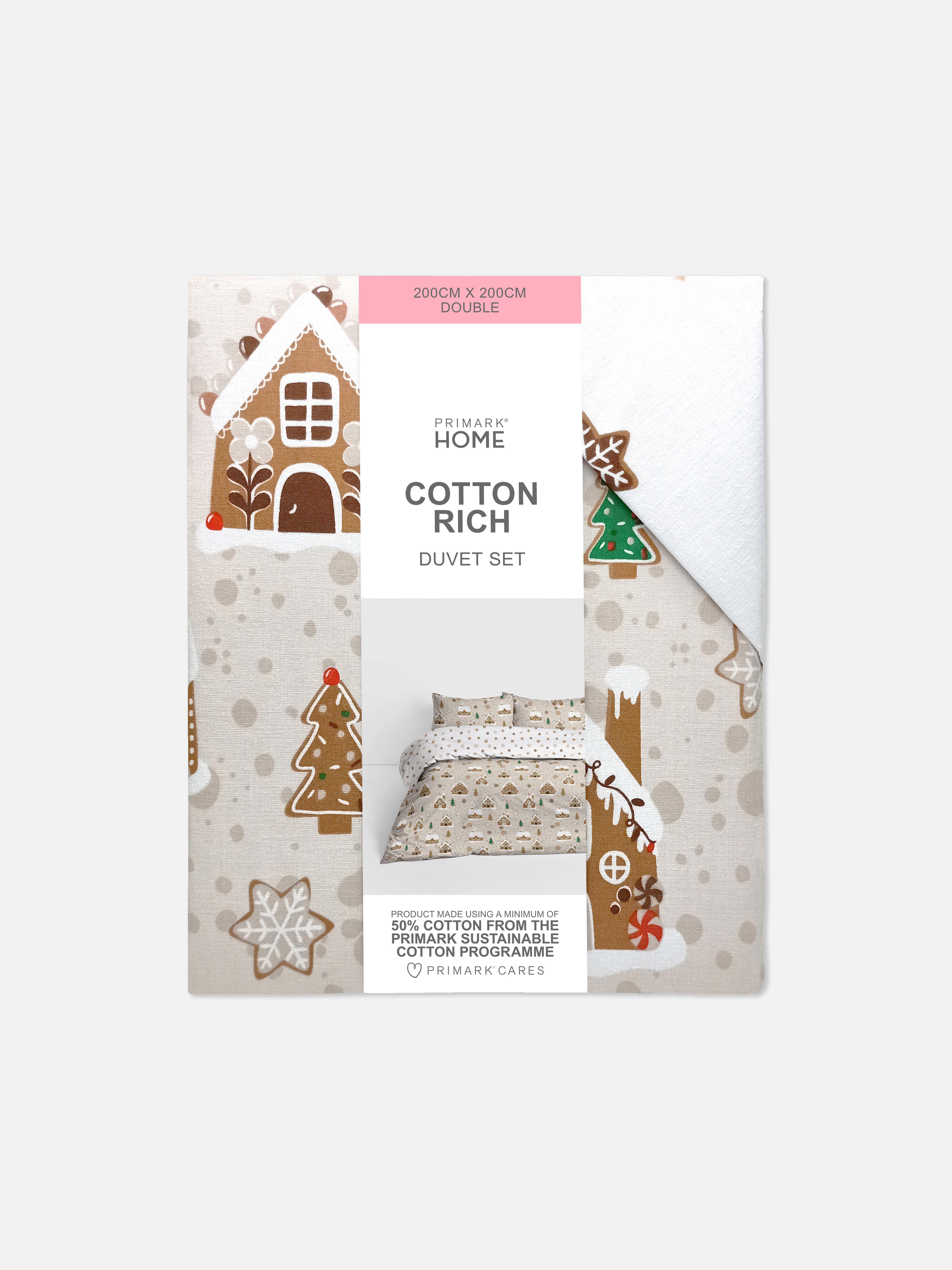 Reversible Gingerbread Double Duvet Cover Set