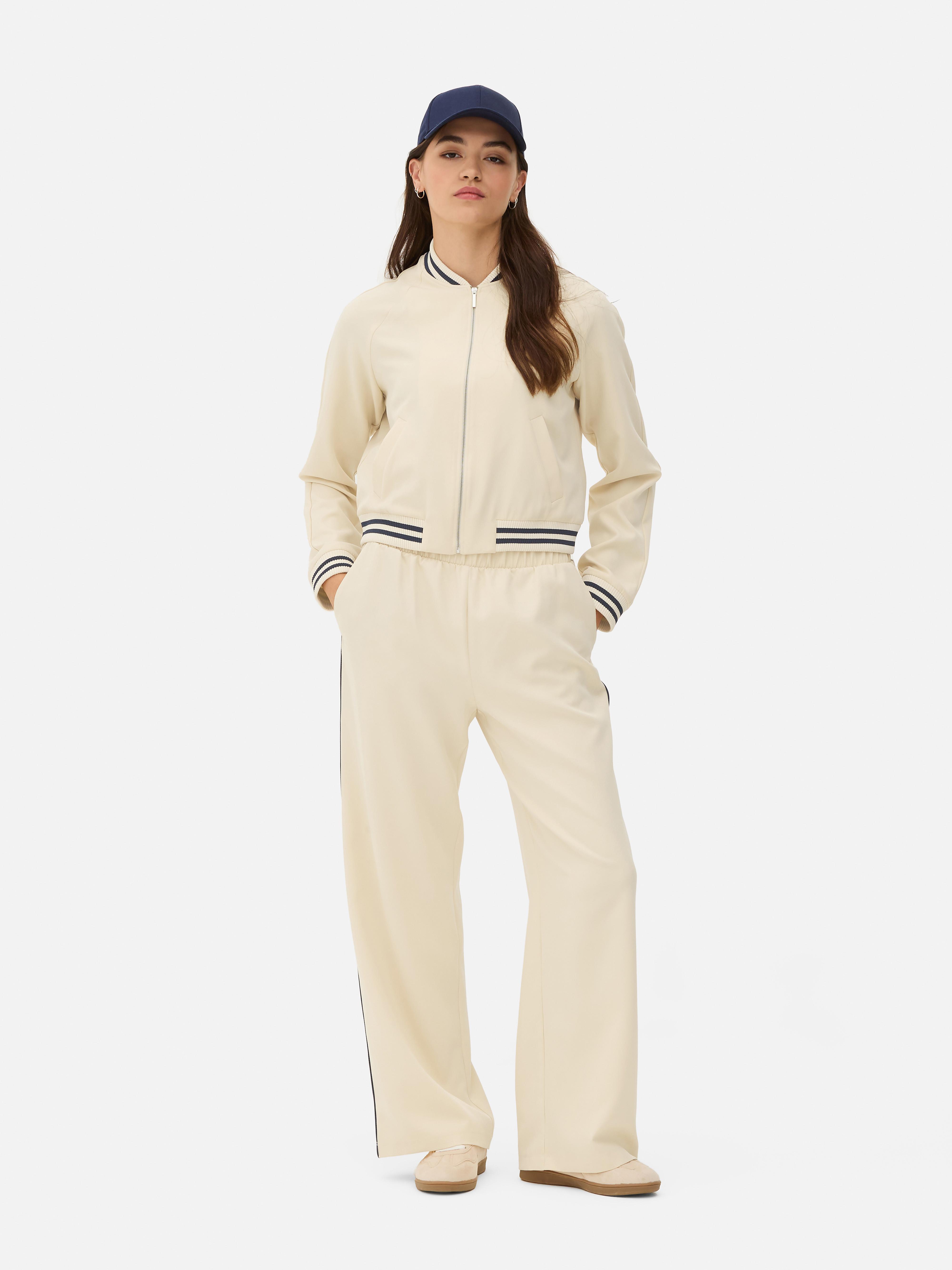 Women s Stone Striped Trim Bomber Jacket Penneys