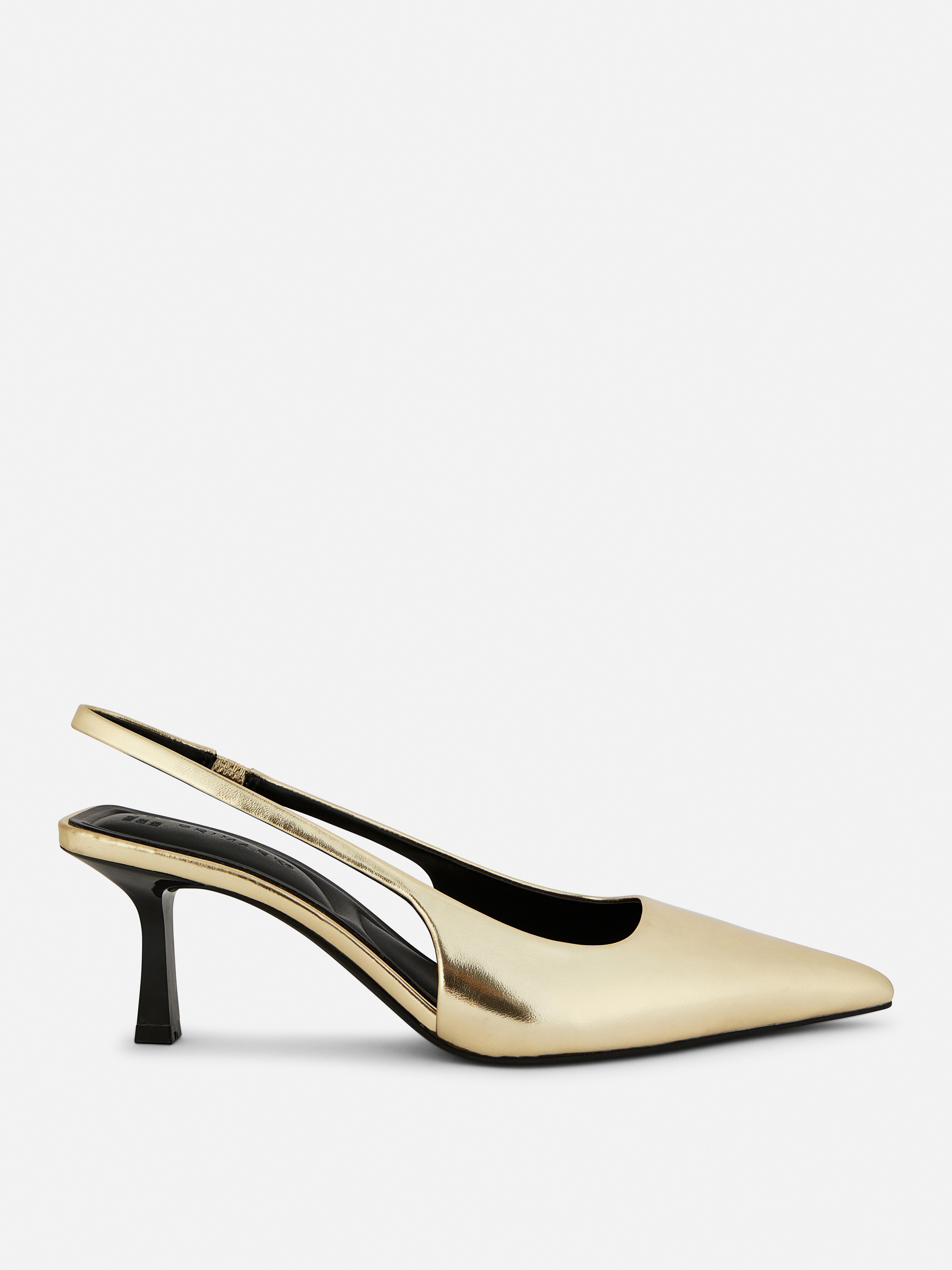 Womens Gold Pointed Slingback Heels Primark