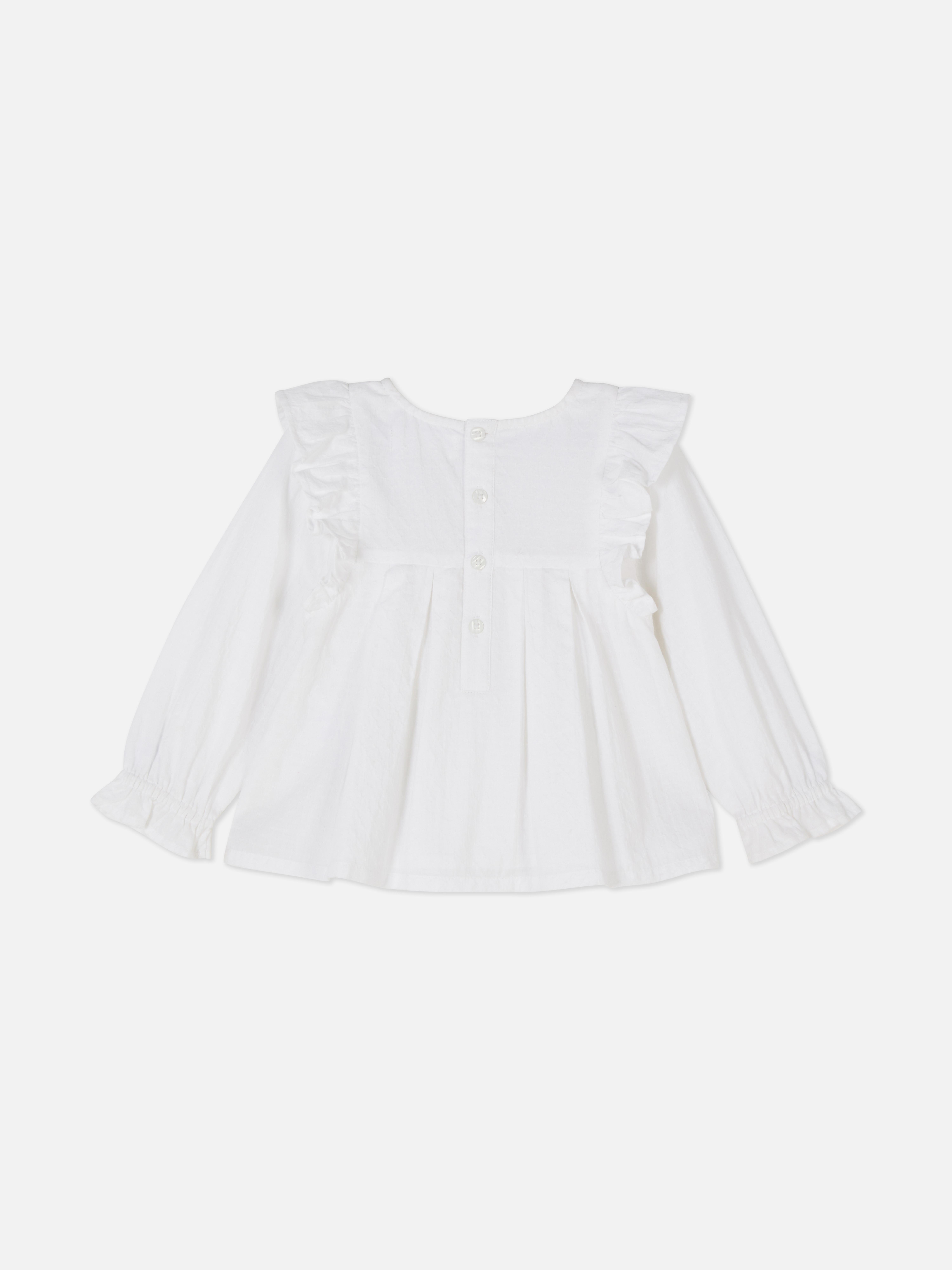 Little girl white ruffle blouse clearance