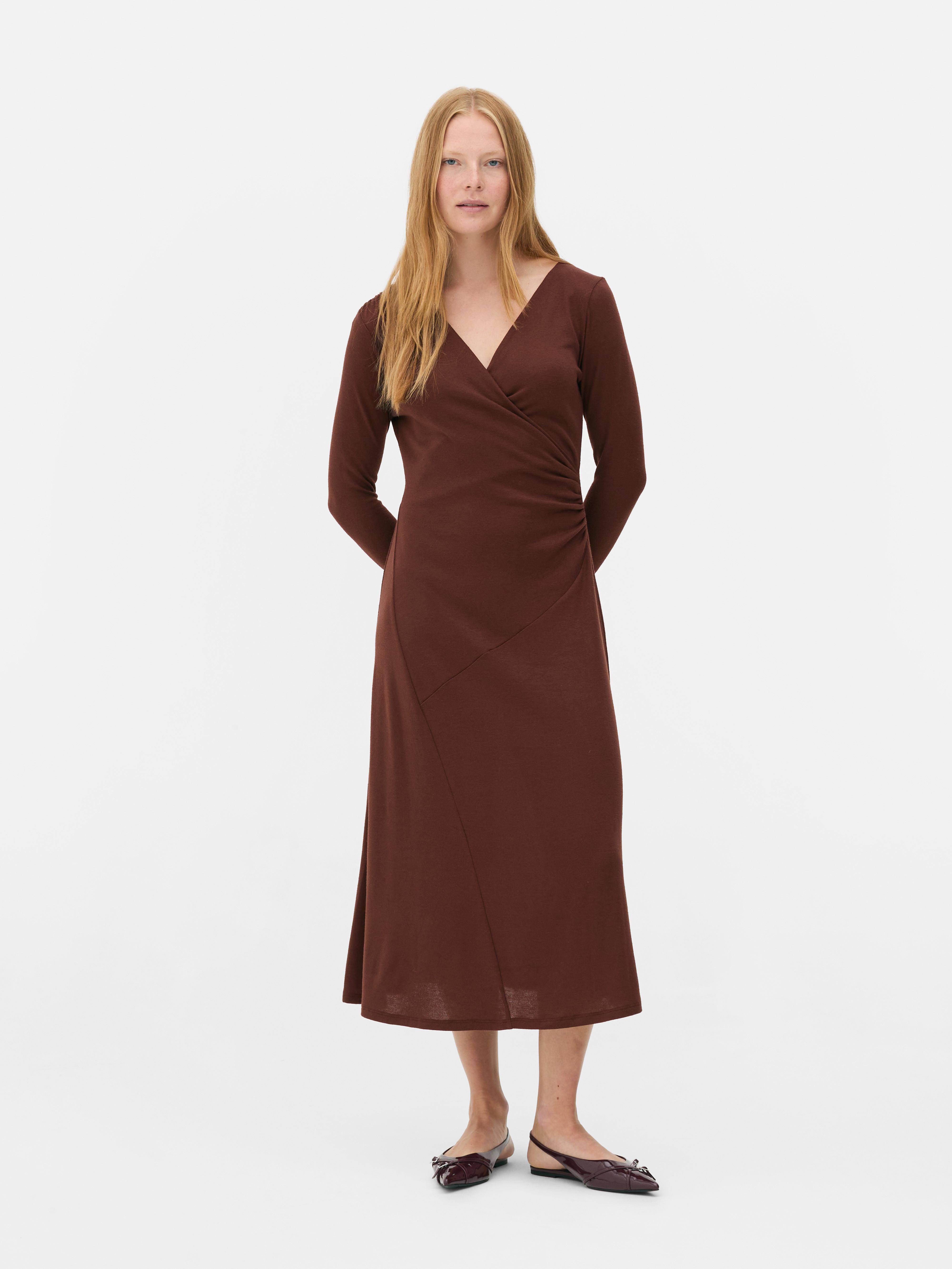 Womens Brown The Edit Long Sleeve Midi Dress Primark