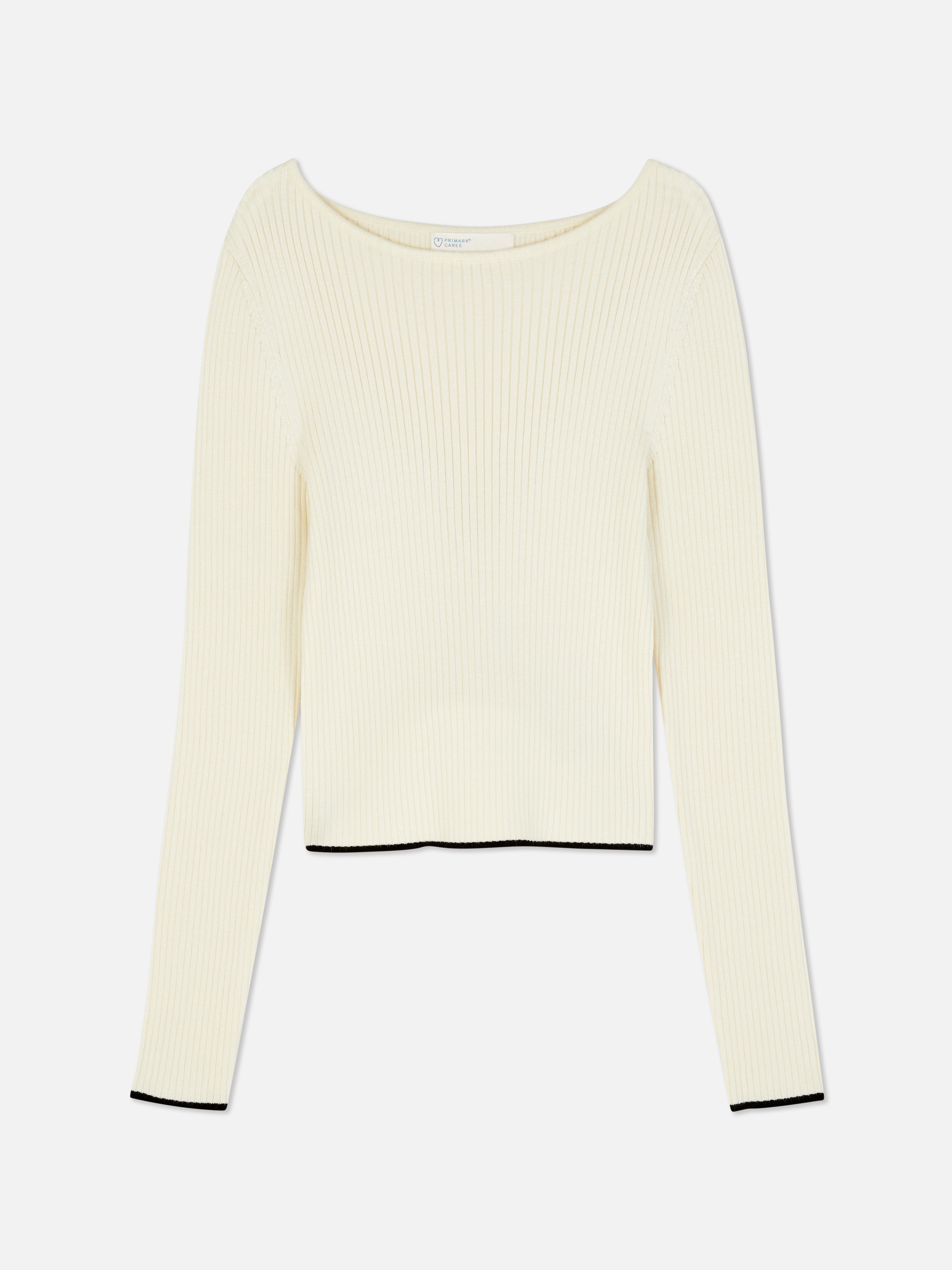 White slash neck jumper top