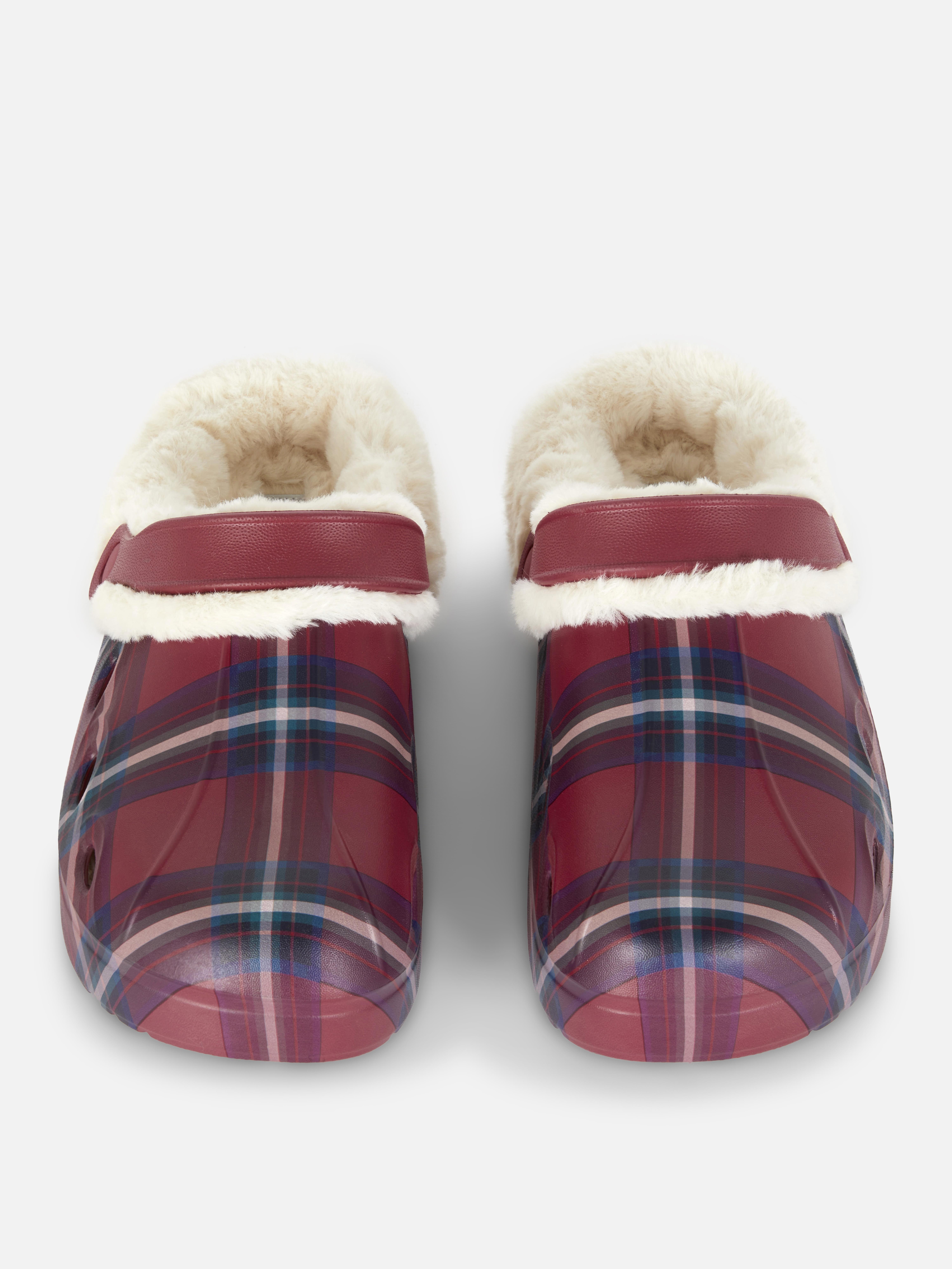 Womens Red Christmas Tartan Clogs Primark