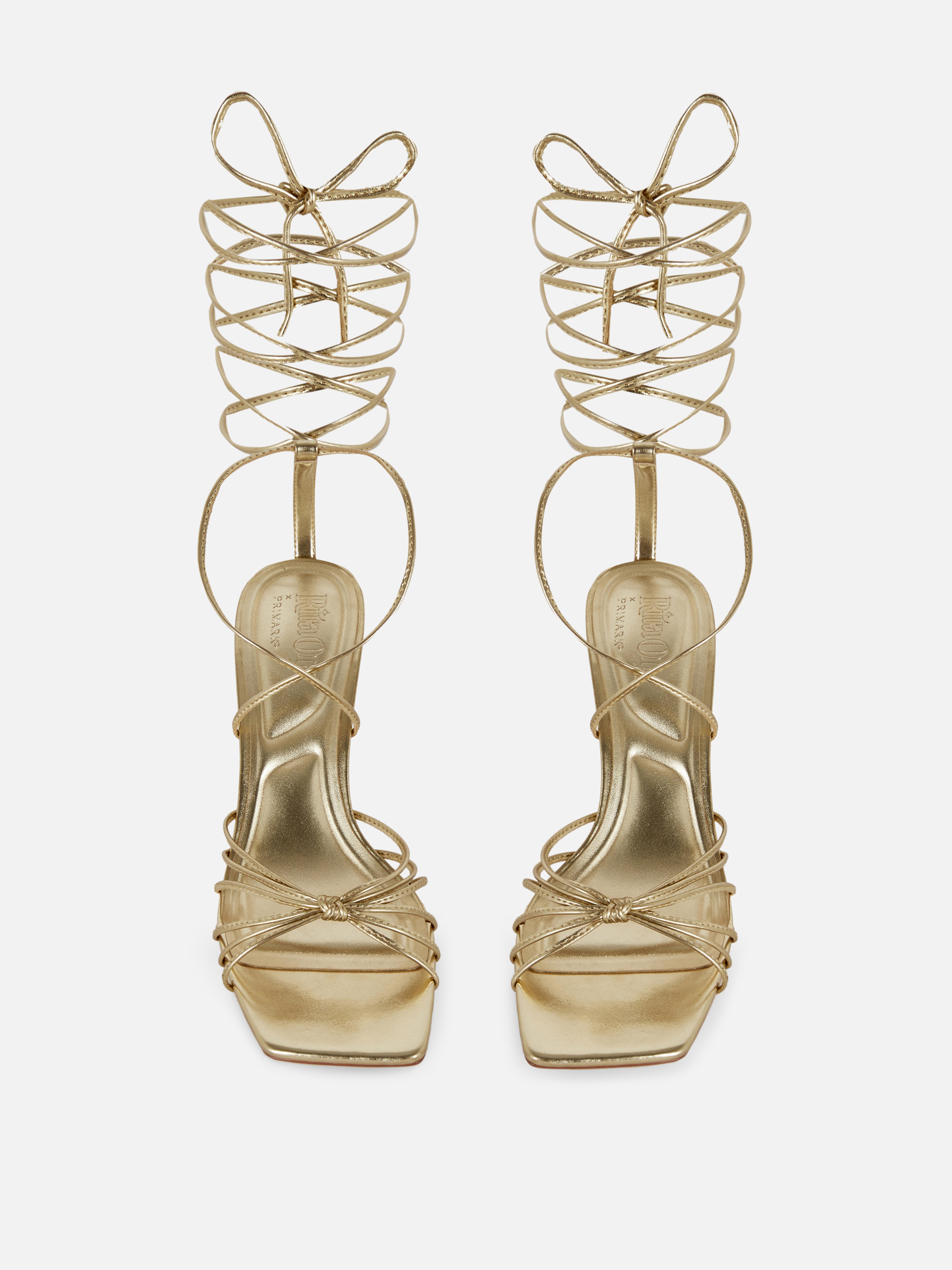 Women s Gold Rita Ora Lace Up Heels Penneys