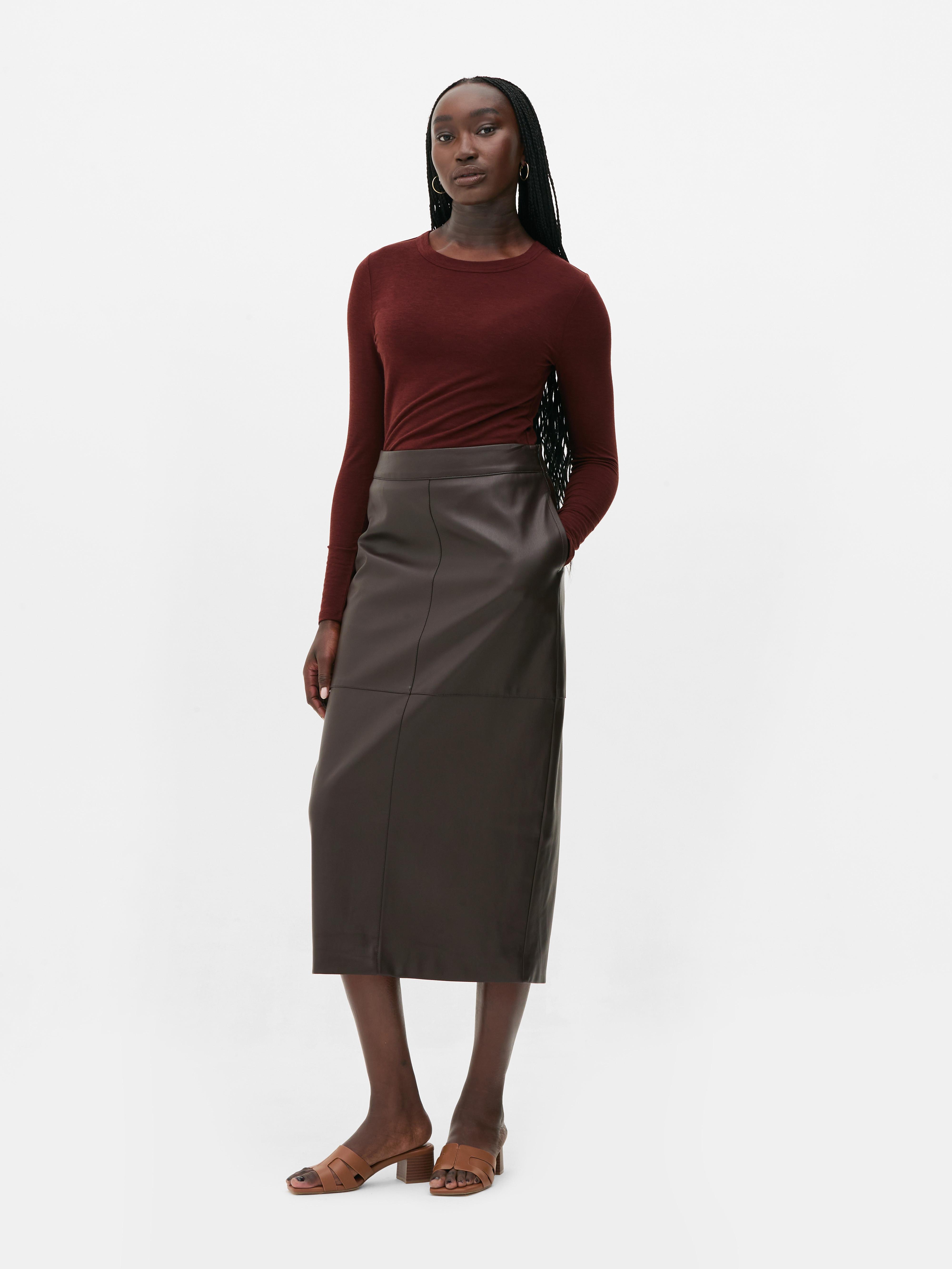 Womens Khaki Satin Pleated Midi Skirt Primark