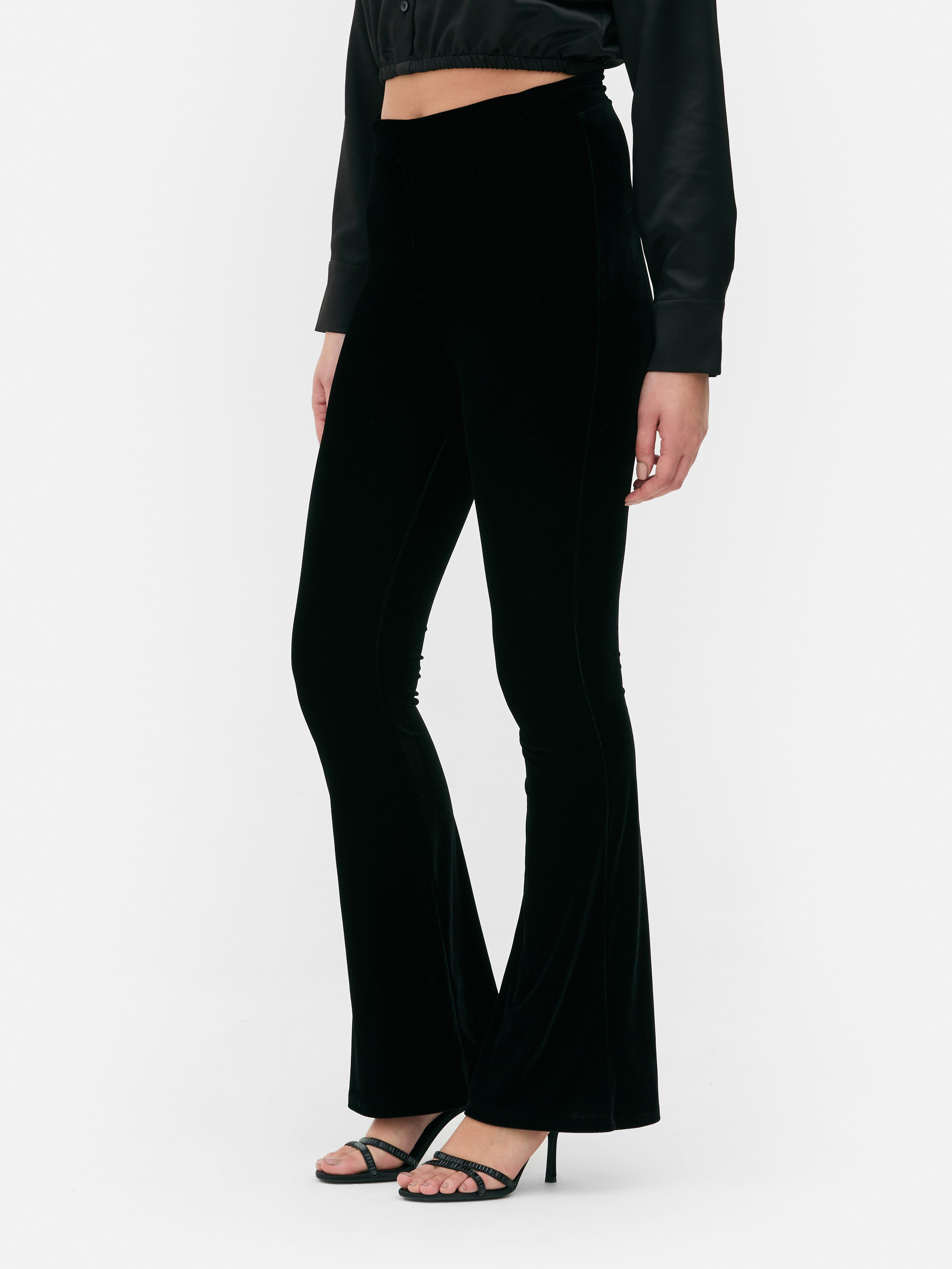 Fluwelen legging met wijde pijpen Zwart Dames Primark