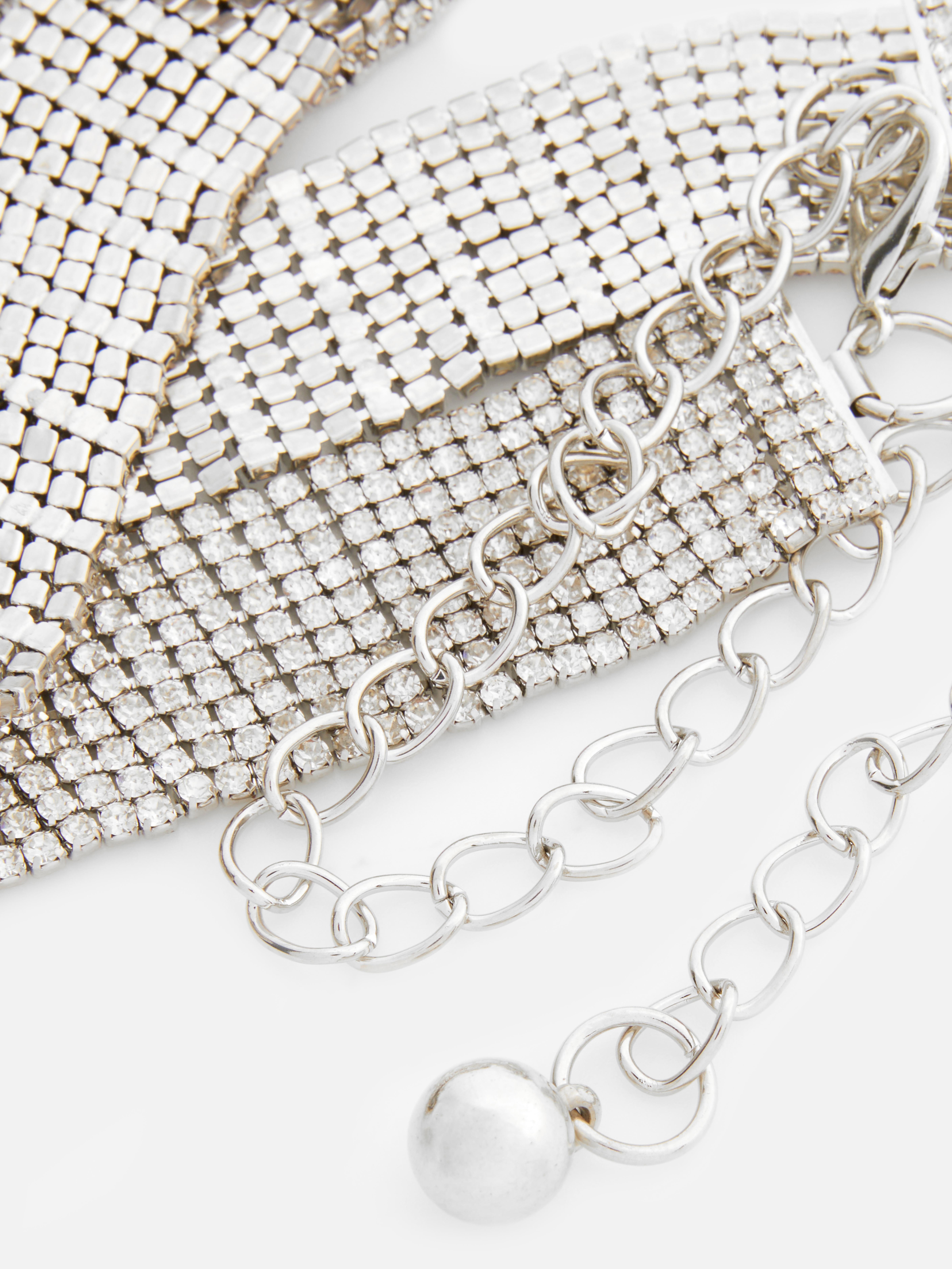 Womens Silver Diamante Chain Belt Primark