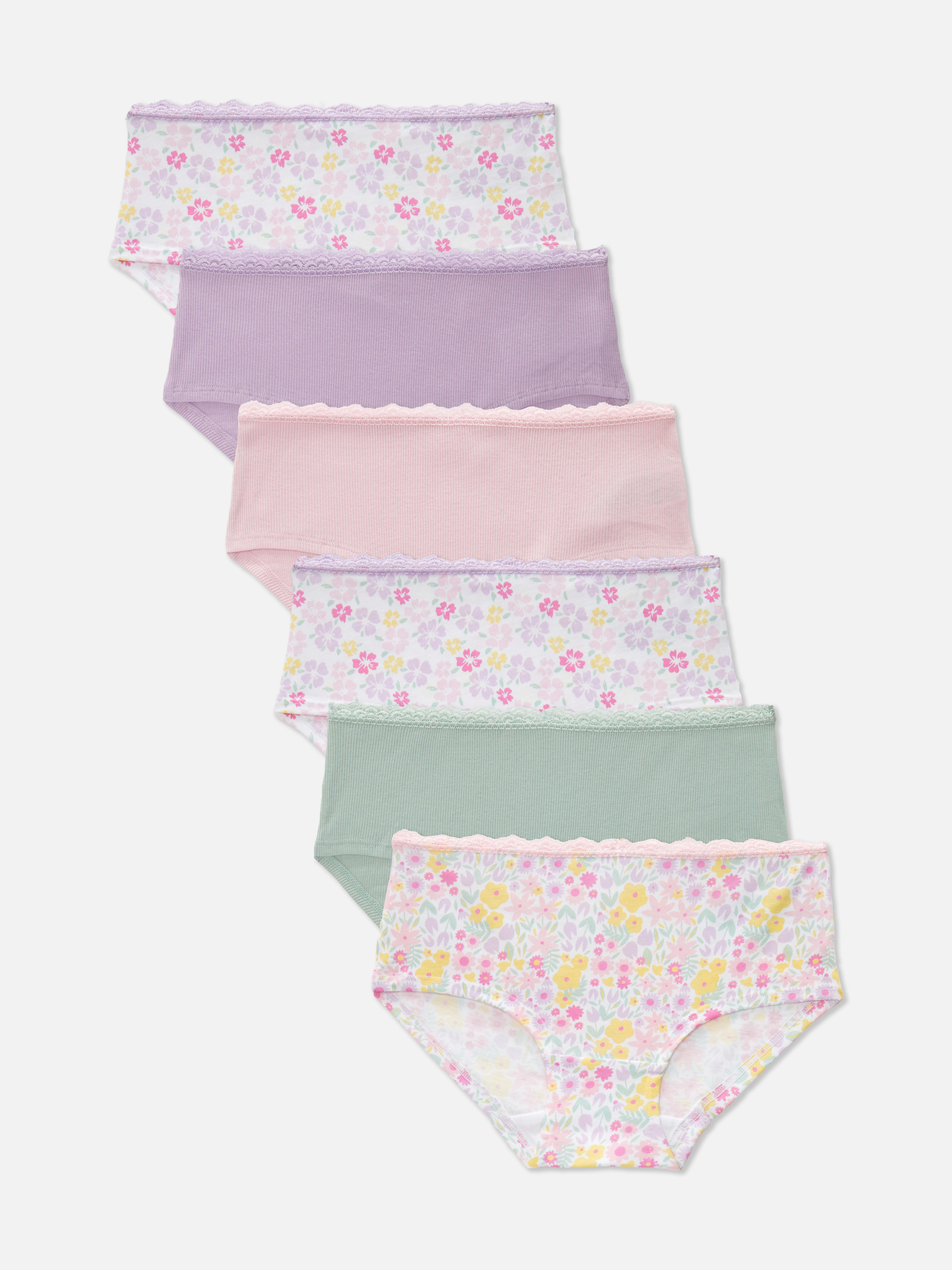 Pack de 6 braguitas tipo pantalón corto con flores