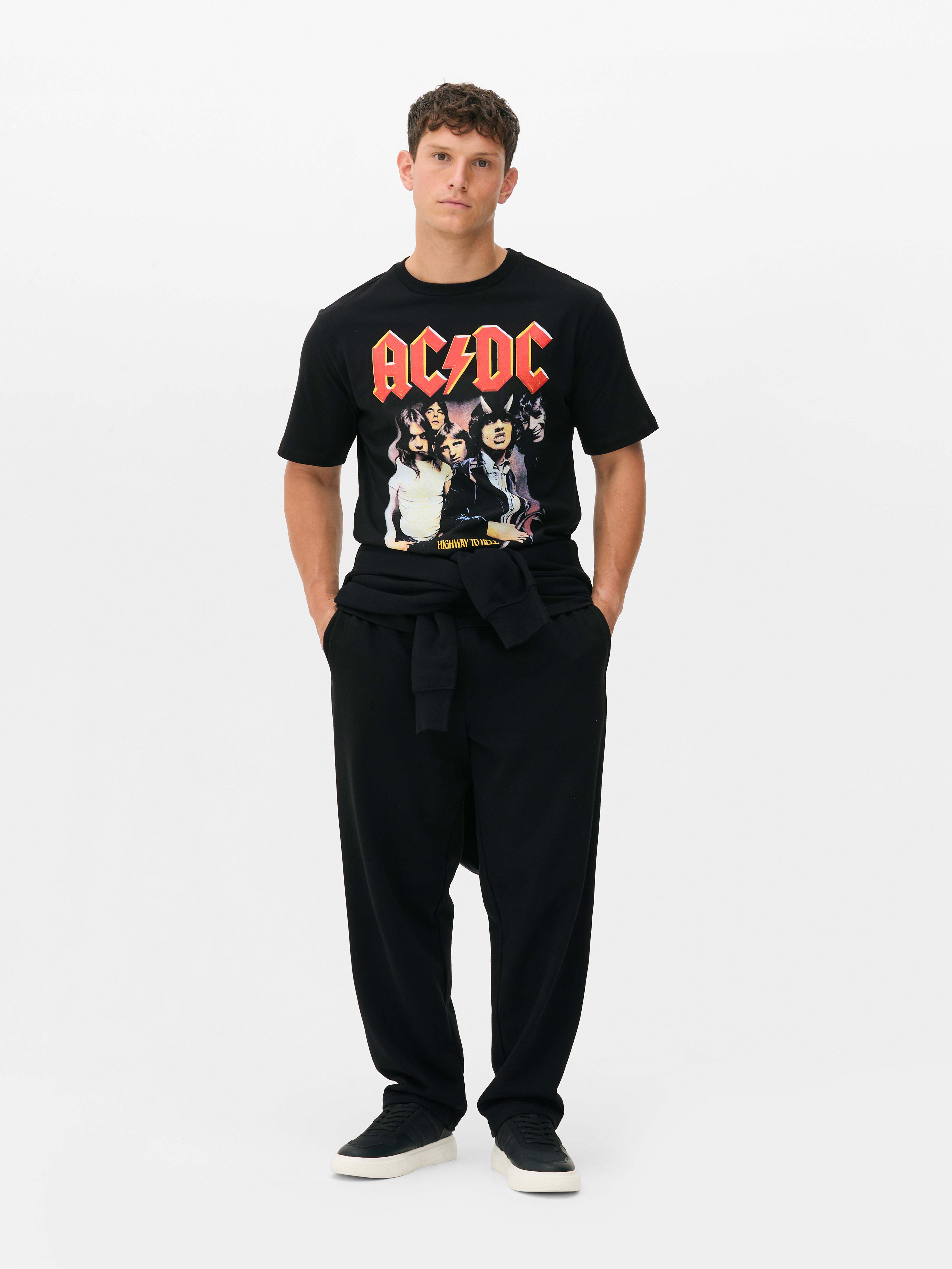 Mens Black AC DC Graphic Band T Shirt Primark