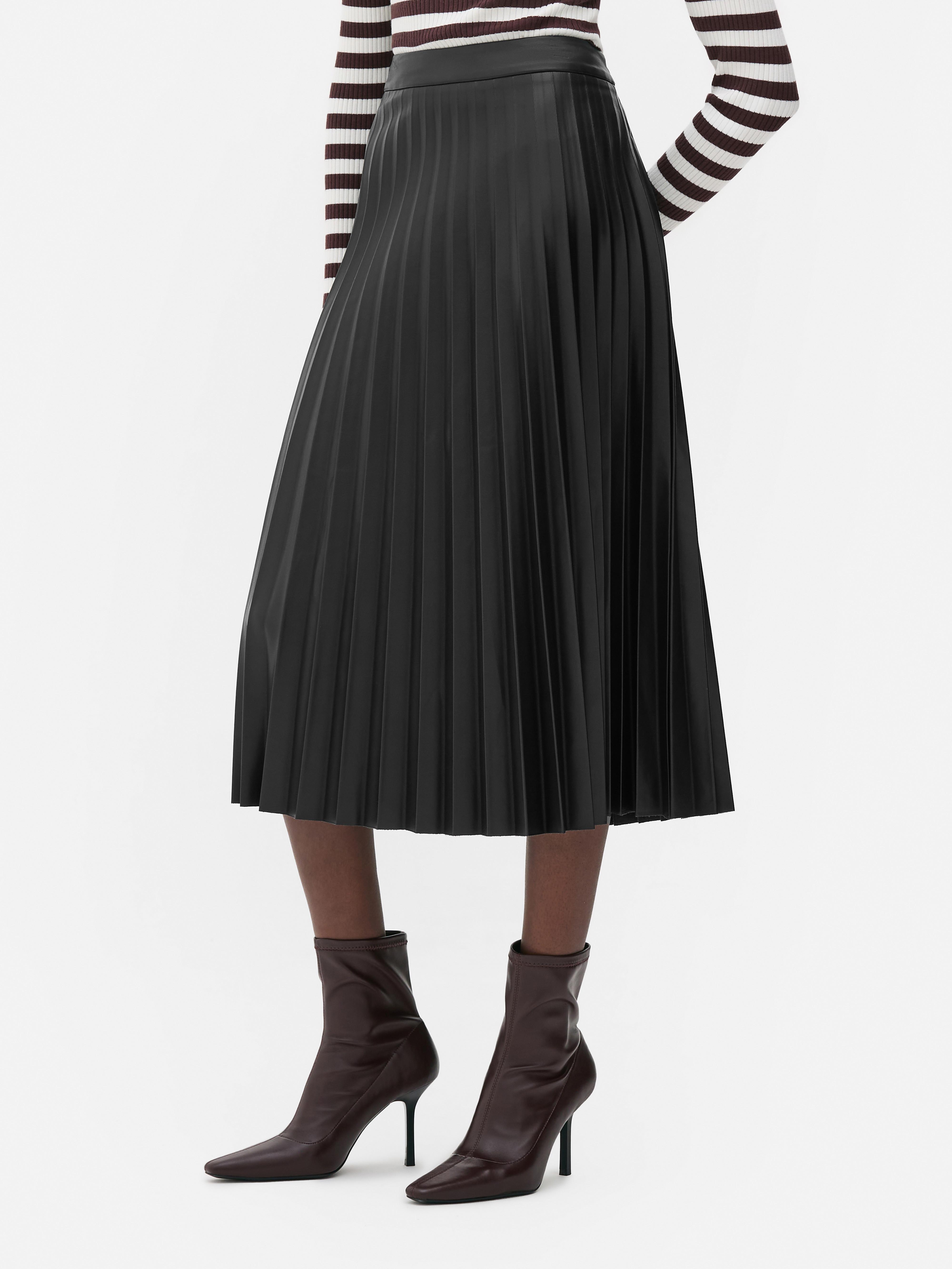 Pleather pleated midi skirt best sale