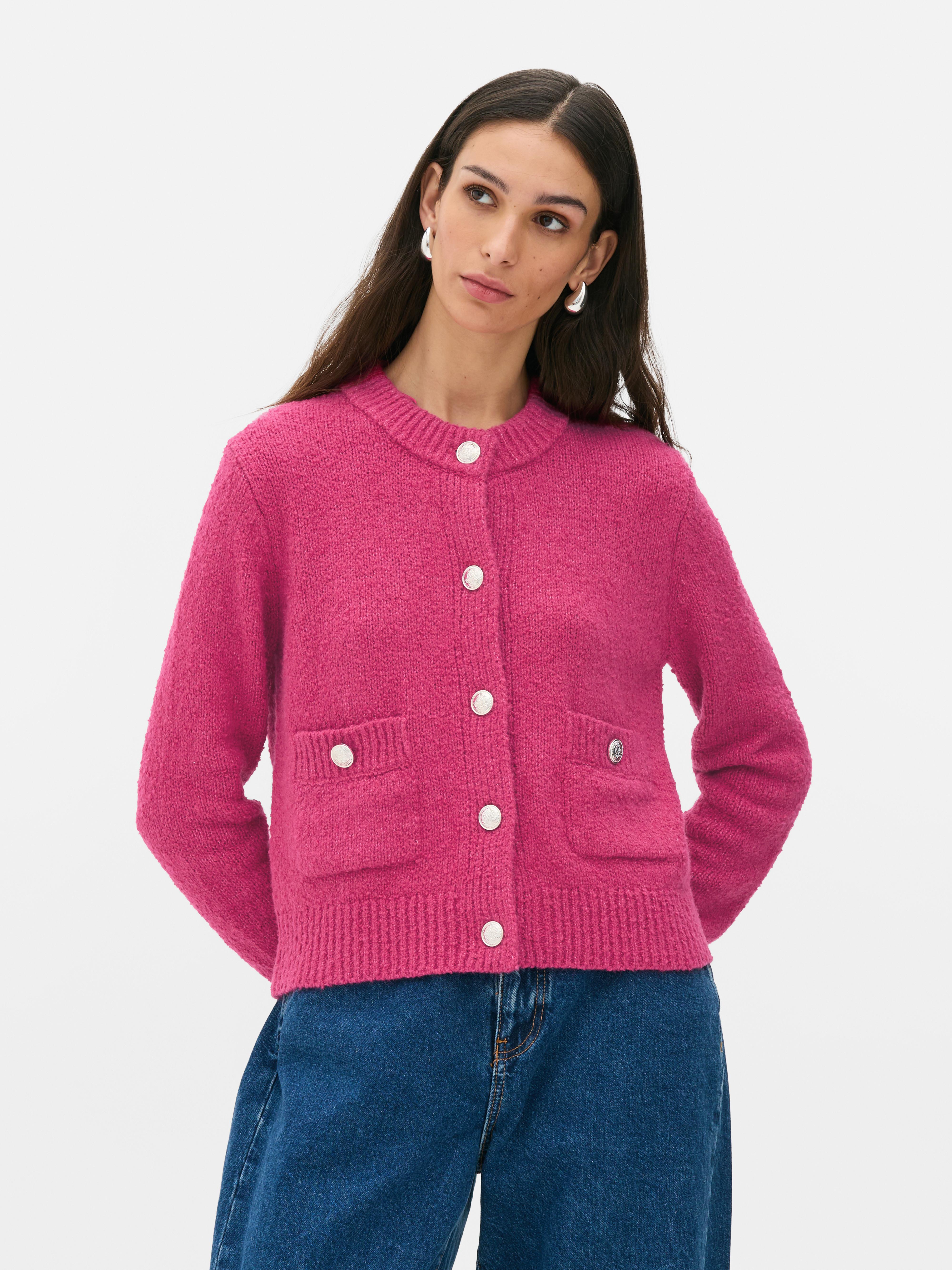 Pink button up cardigan sale