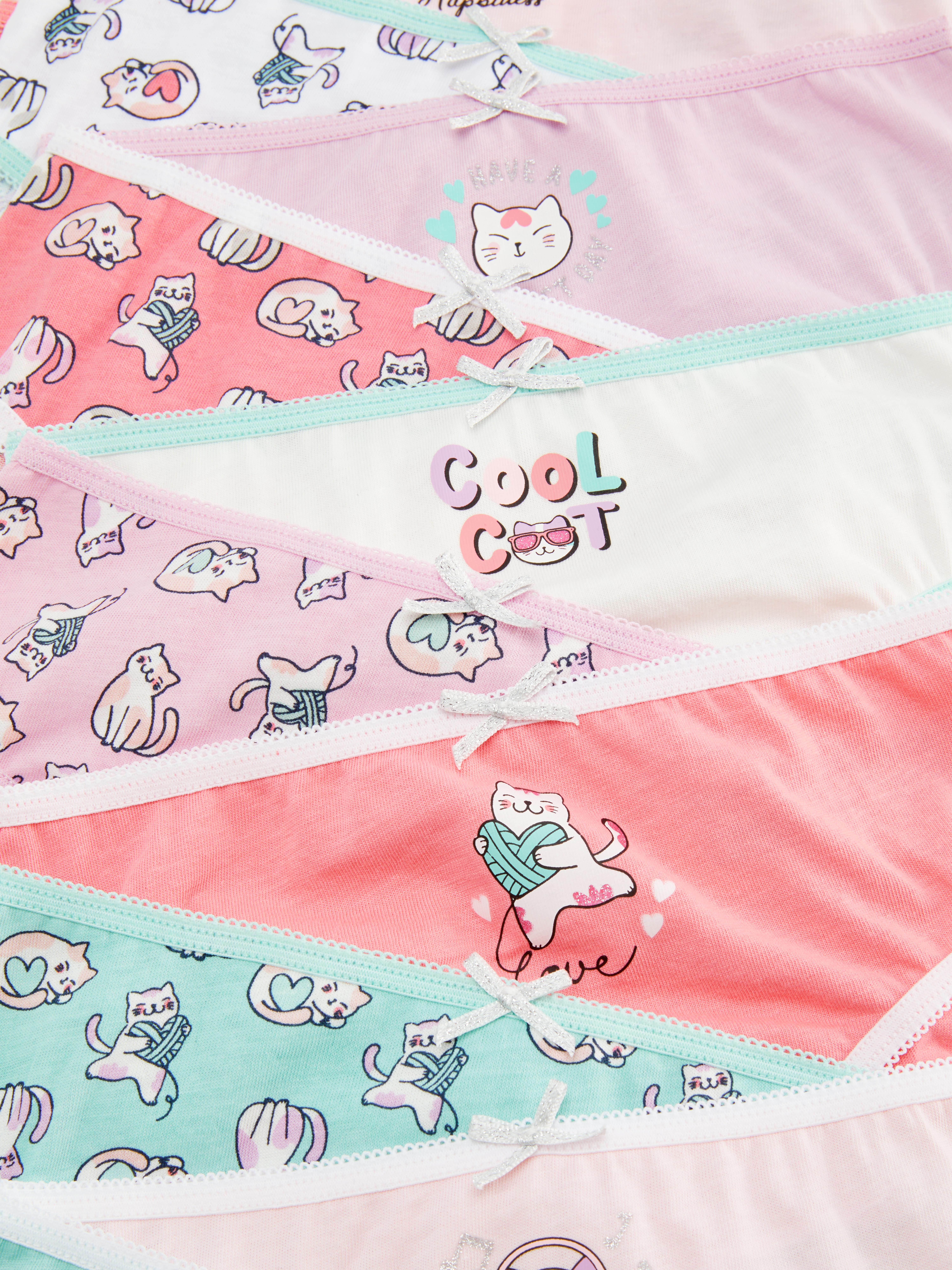Slips met kattenprints, set van 10