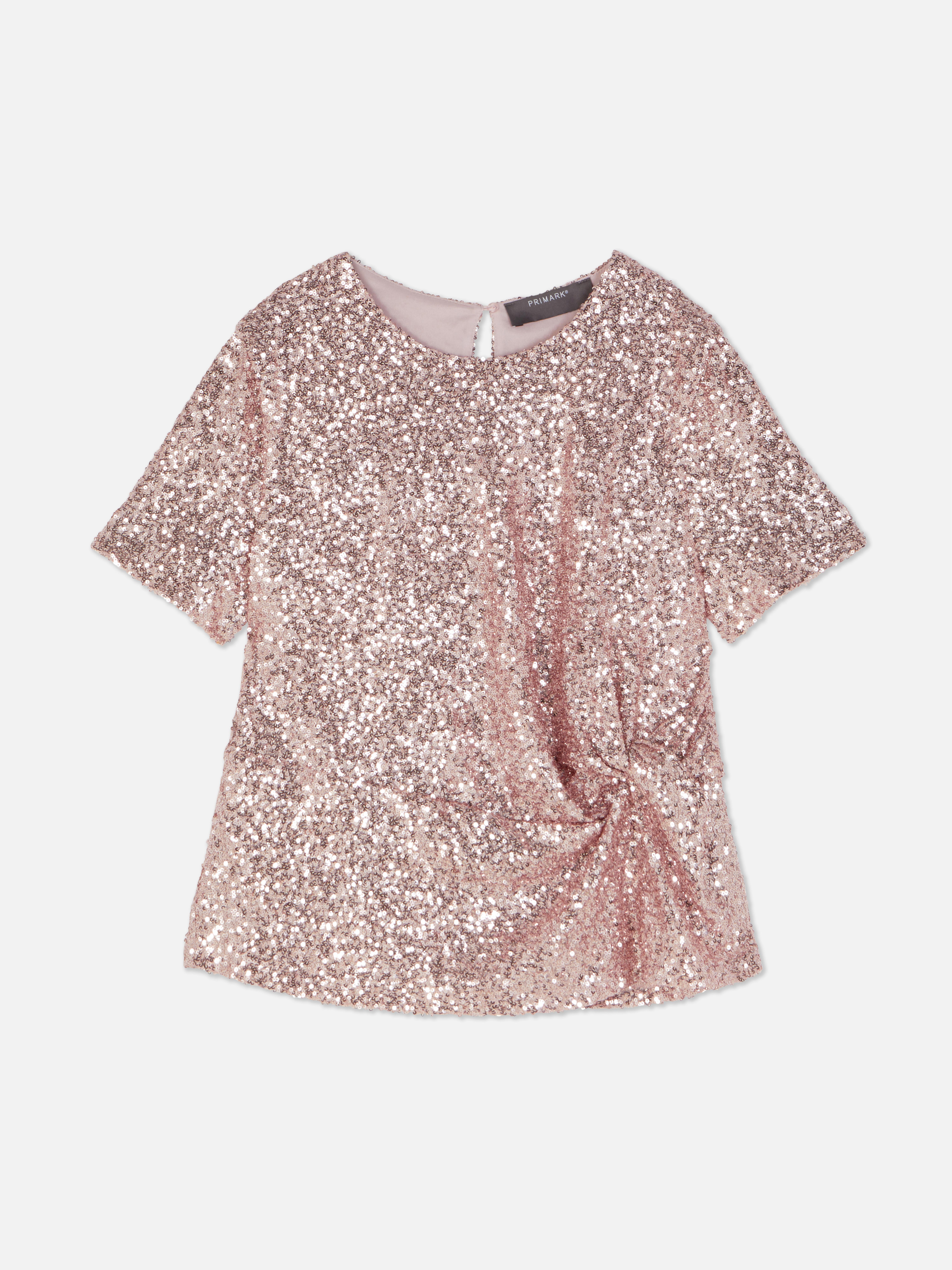 Women s Pink Cinched Sequin T Shirt Primark