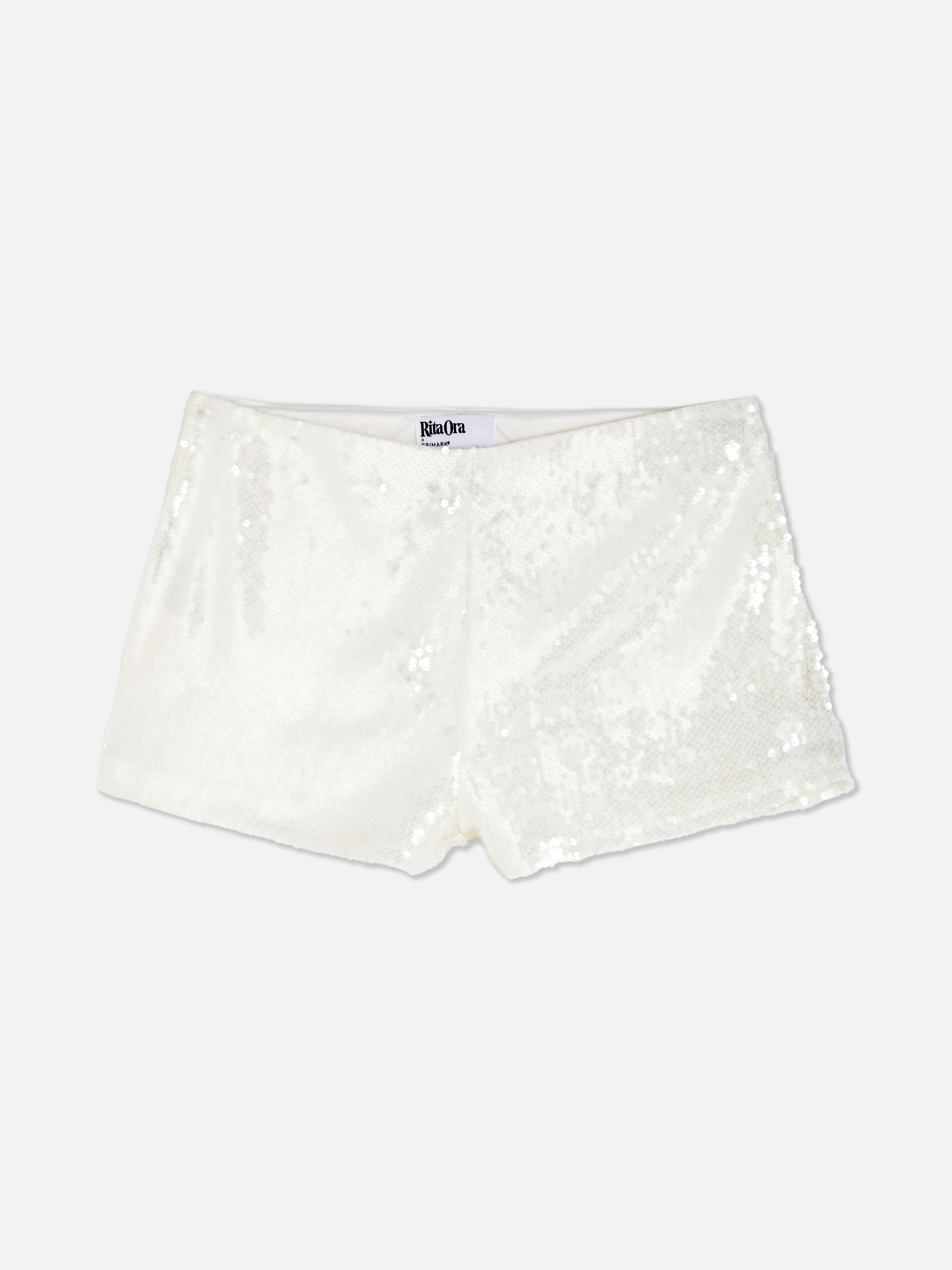 White sequin shorts sales