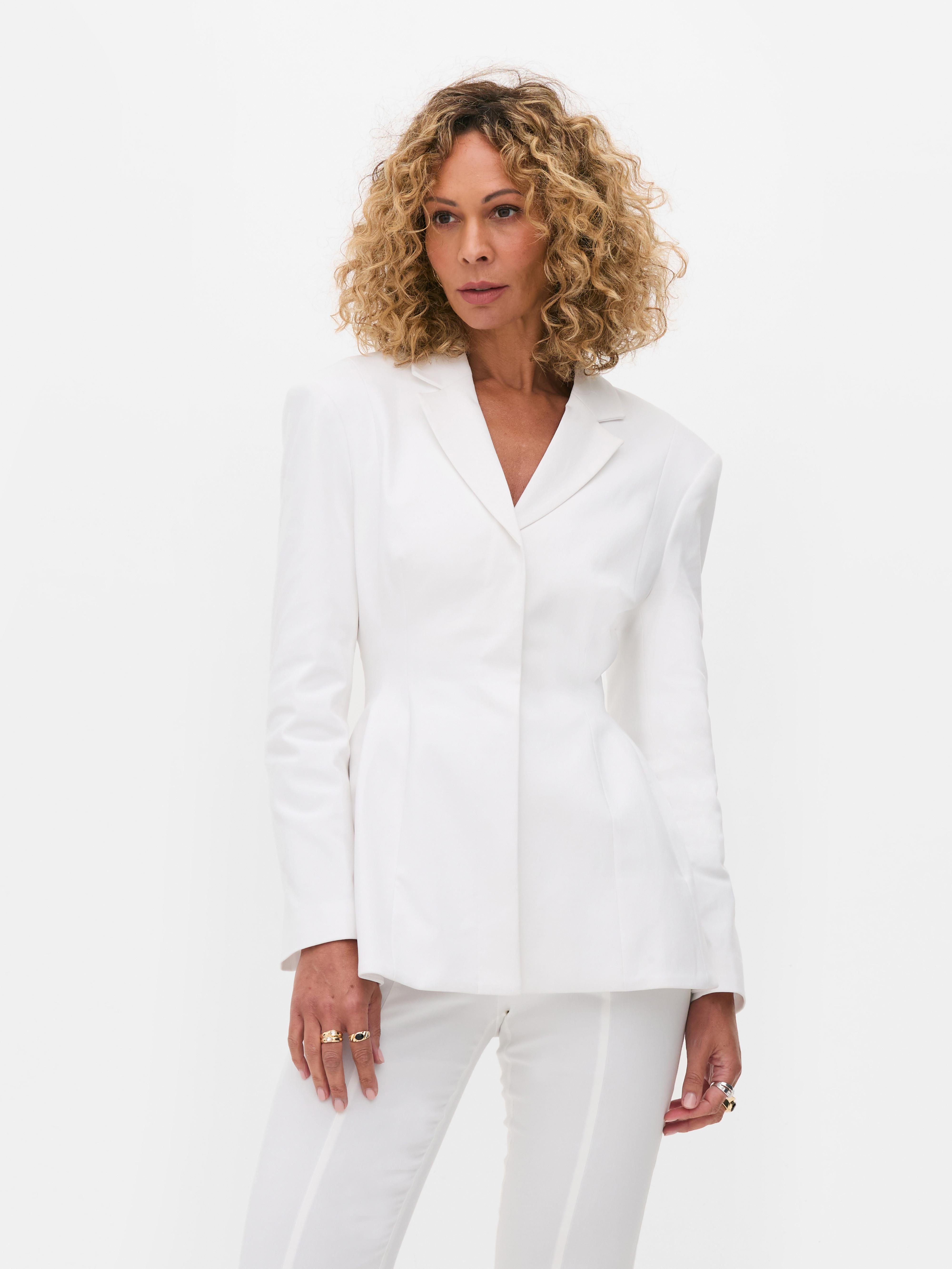 Womens White Rita Ora Sculpted Single Breasted Blazer Primark