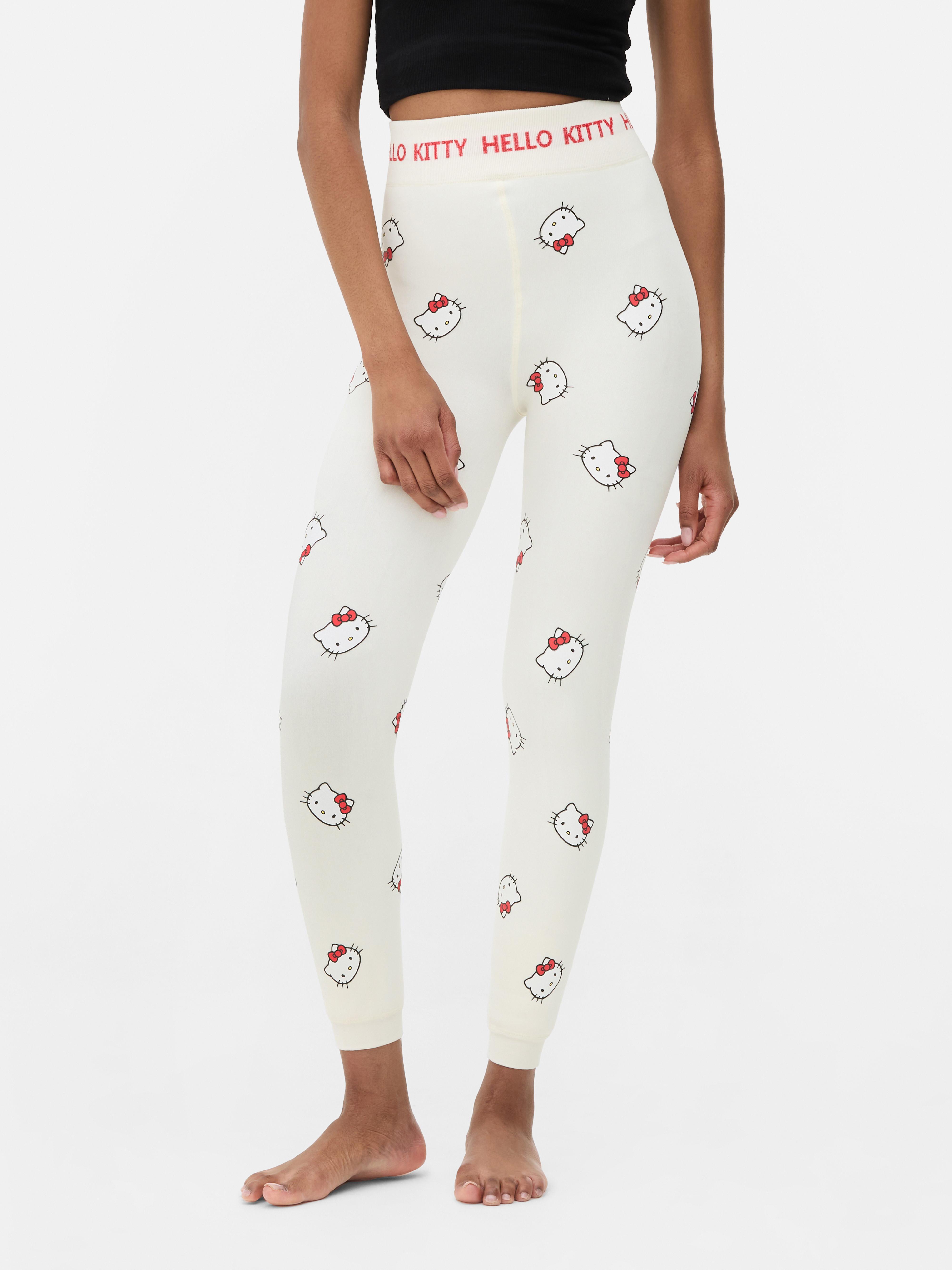 Womens White Hello Kitty Velvet Plush Lined Leggings Primark