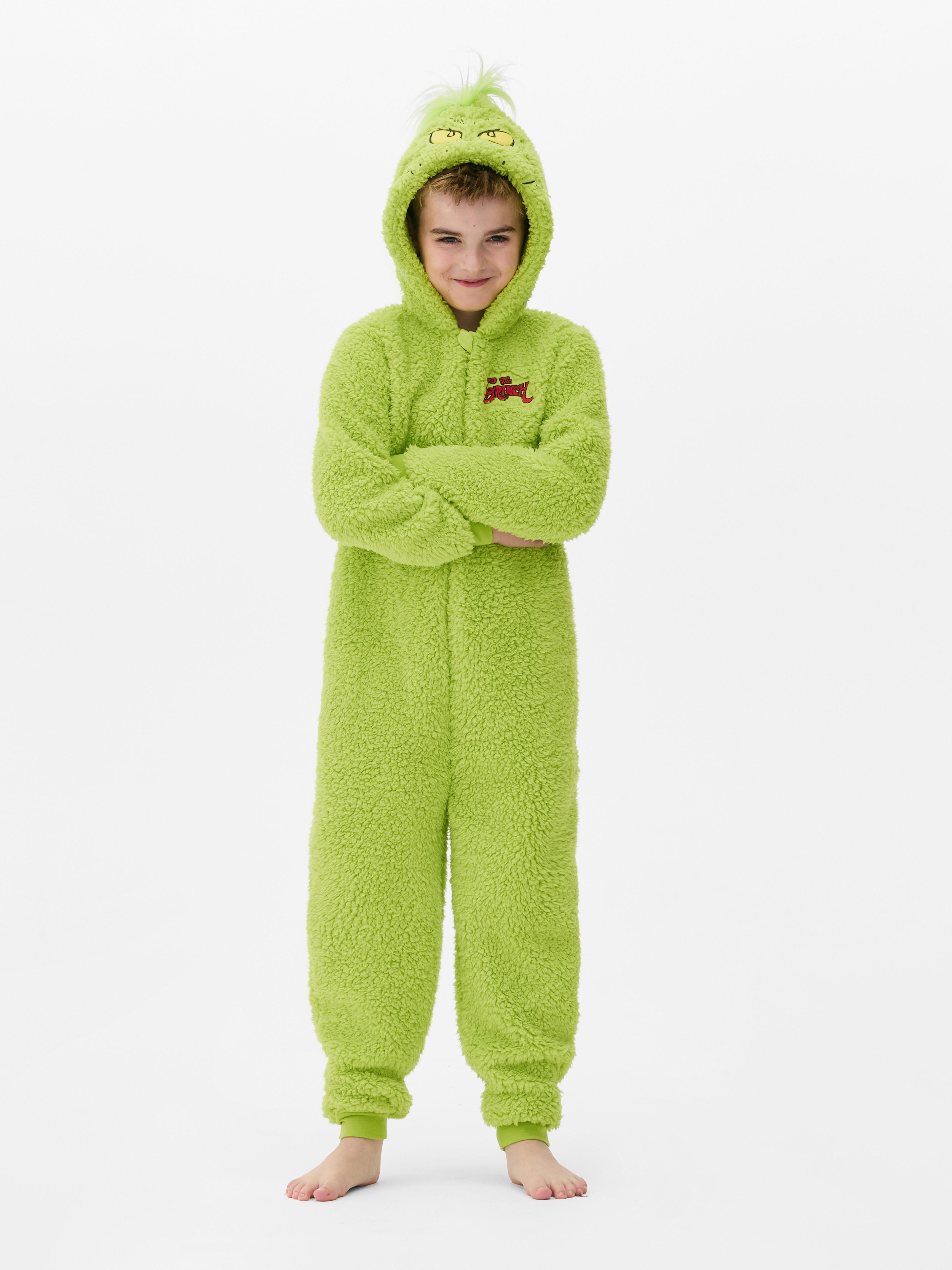 Boys Green Kids The Grinch Fluffy Christmas Onesie Primark