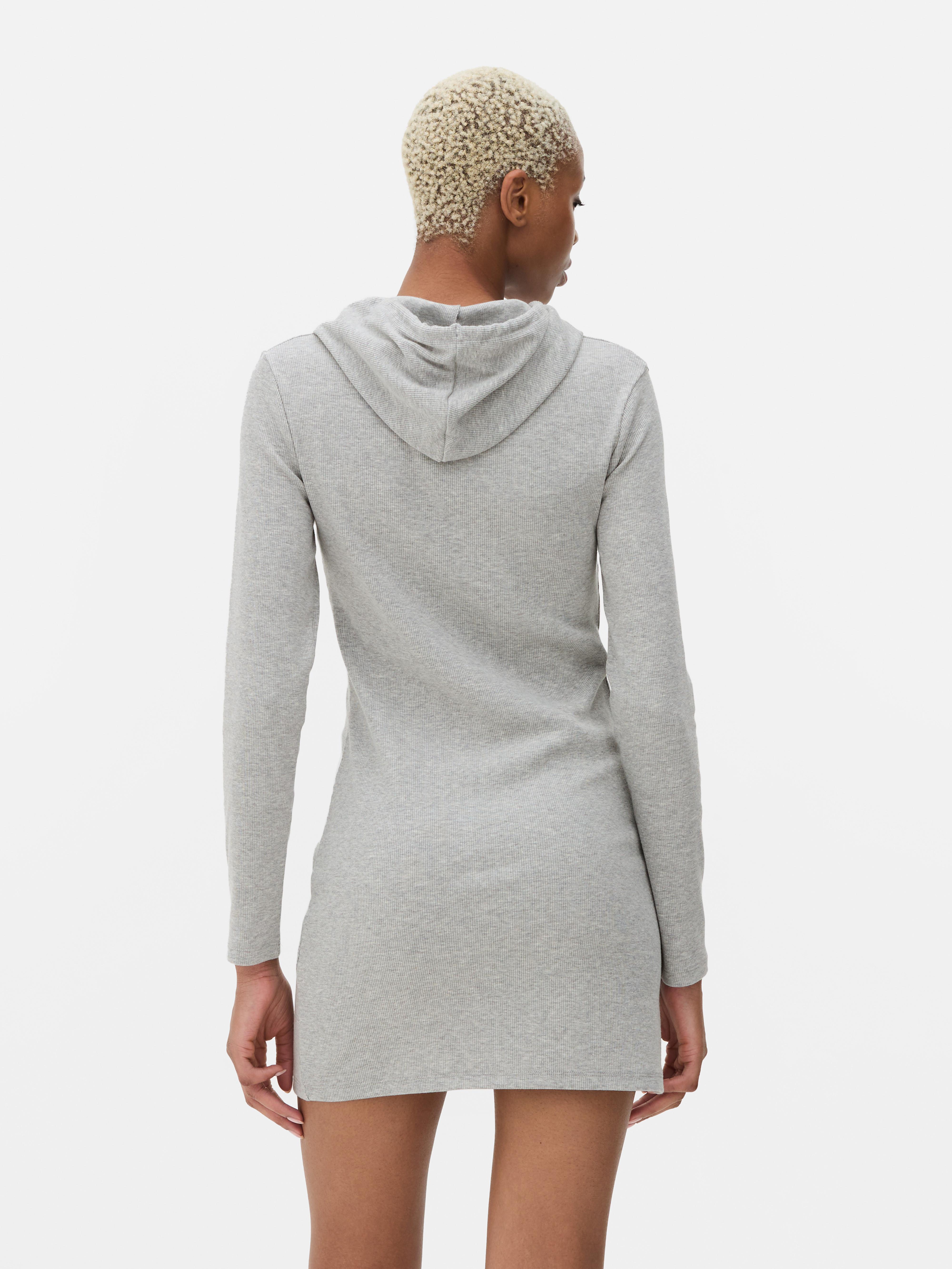 Womens Grey Marl Graphic Hoodie Dress Primark