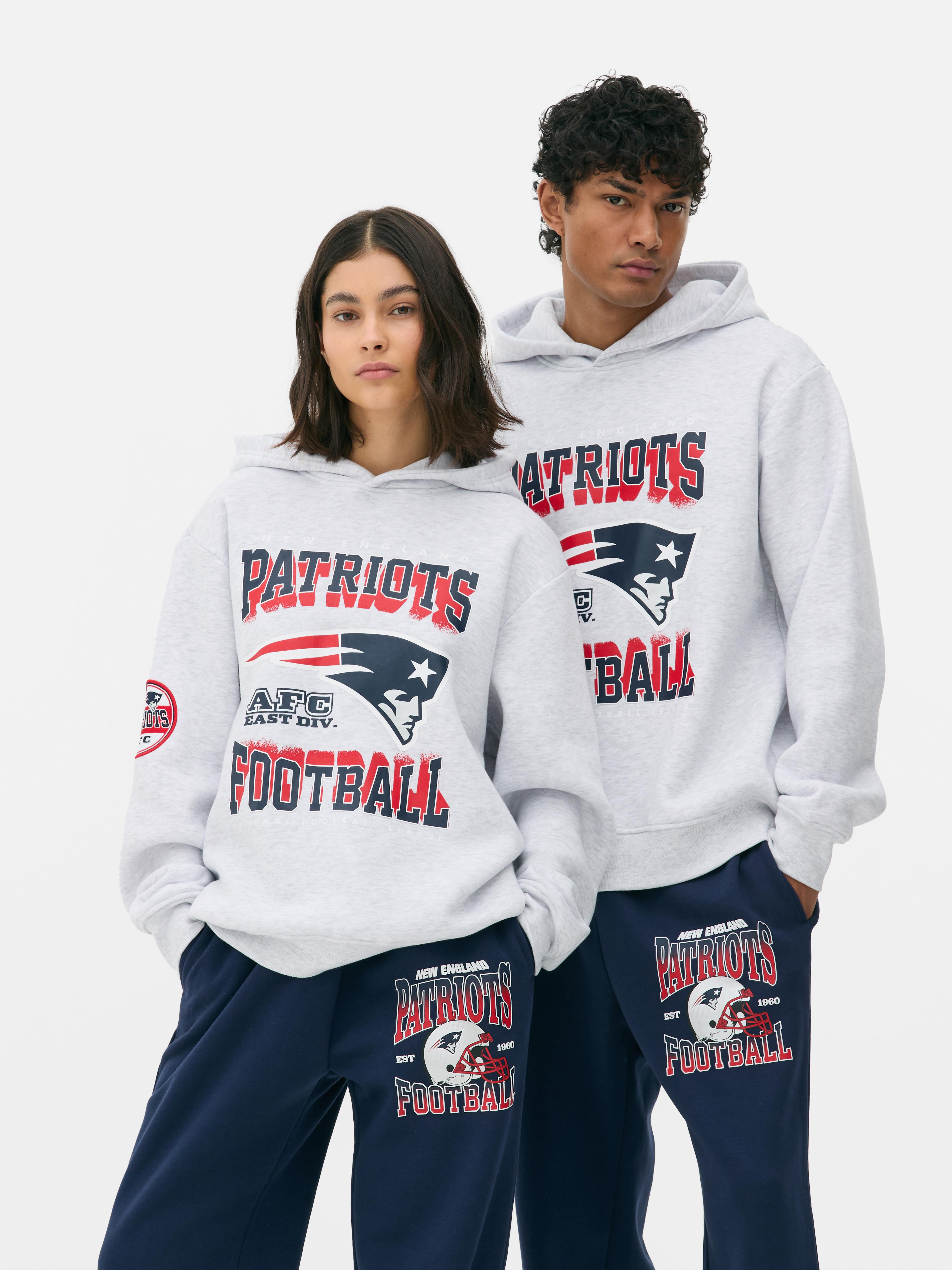 Women s Gray Heather NFL New England Patriots Team Hoodie Primark