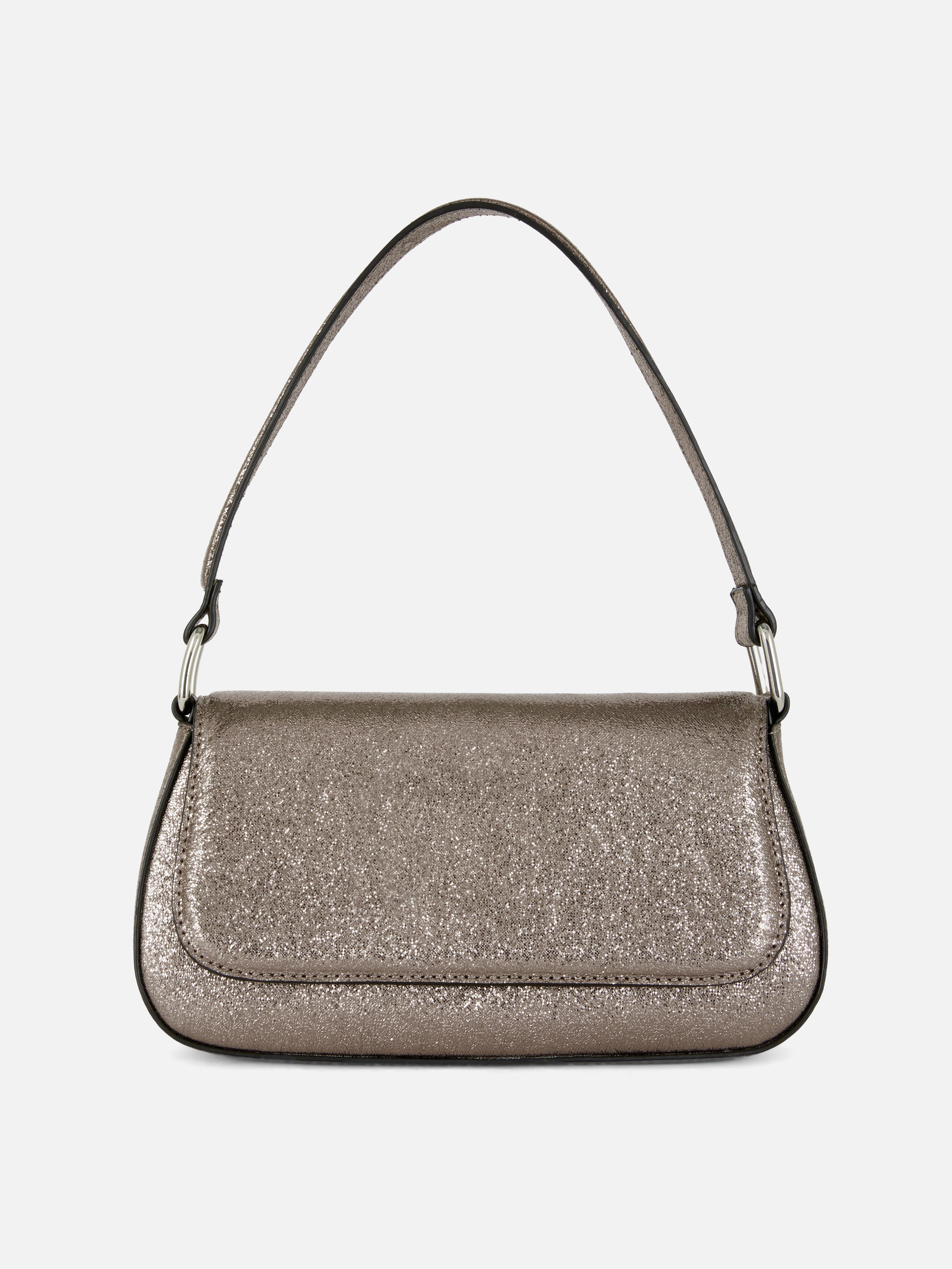 Women s Pewter Glittery Shoulder Bag Primark