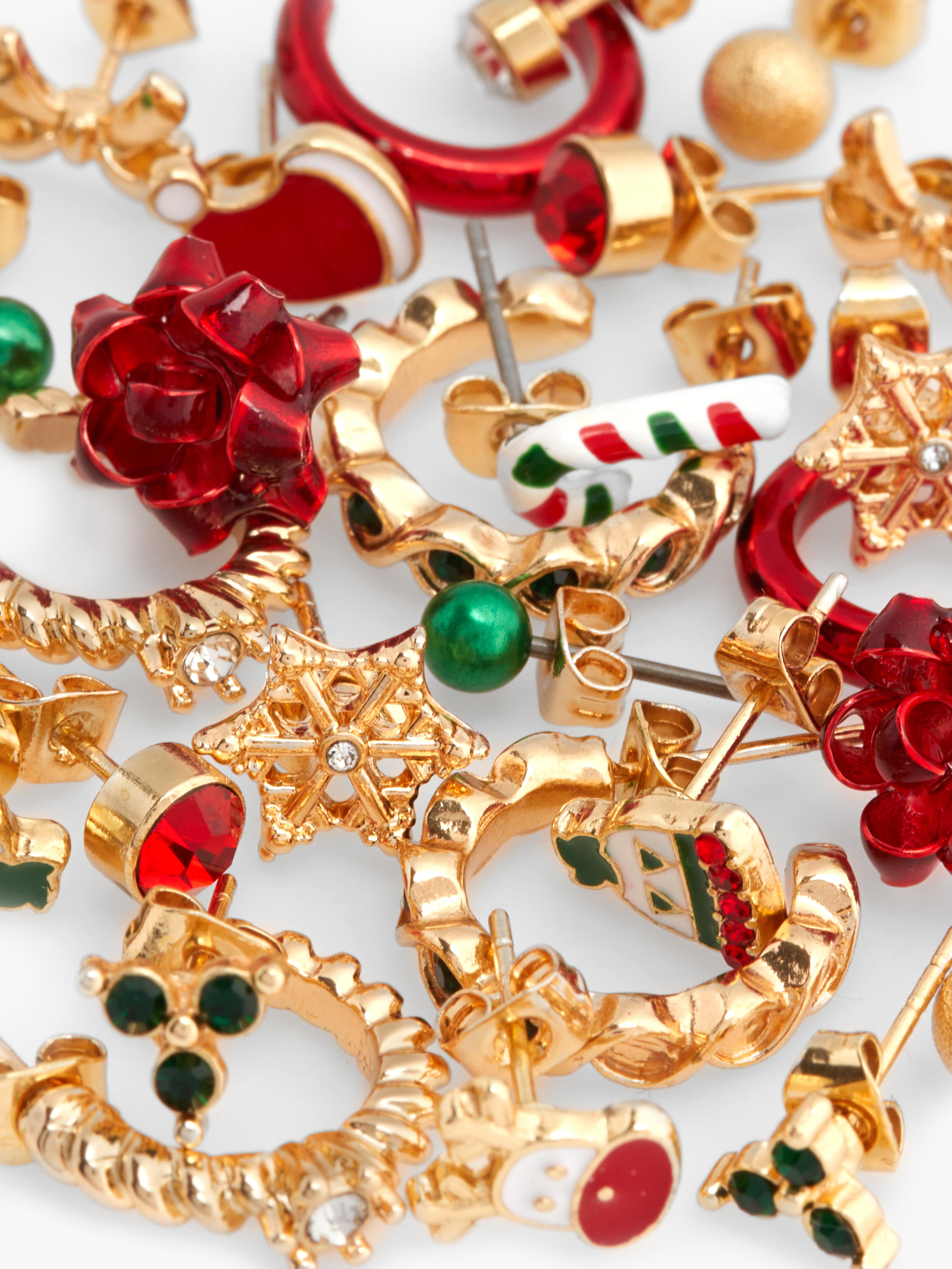 Women s 15pk Festive Stud and Huggie Earrings Multi Primark
