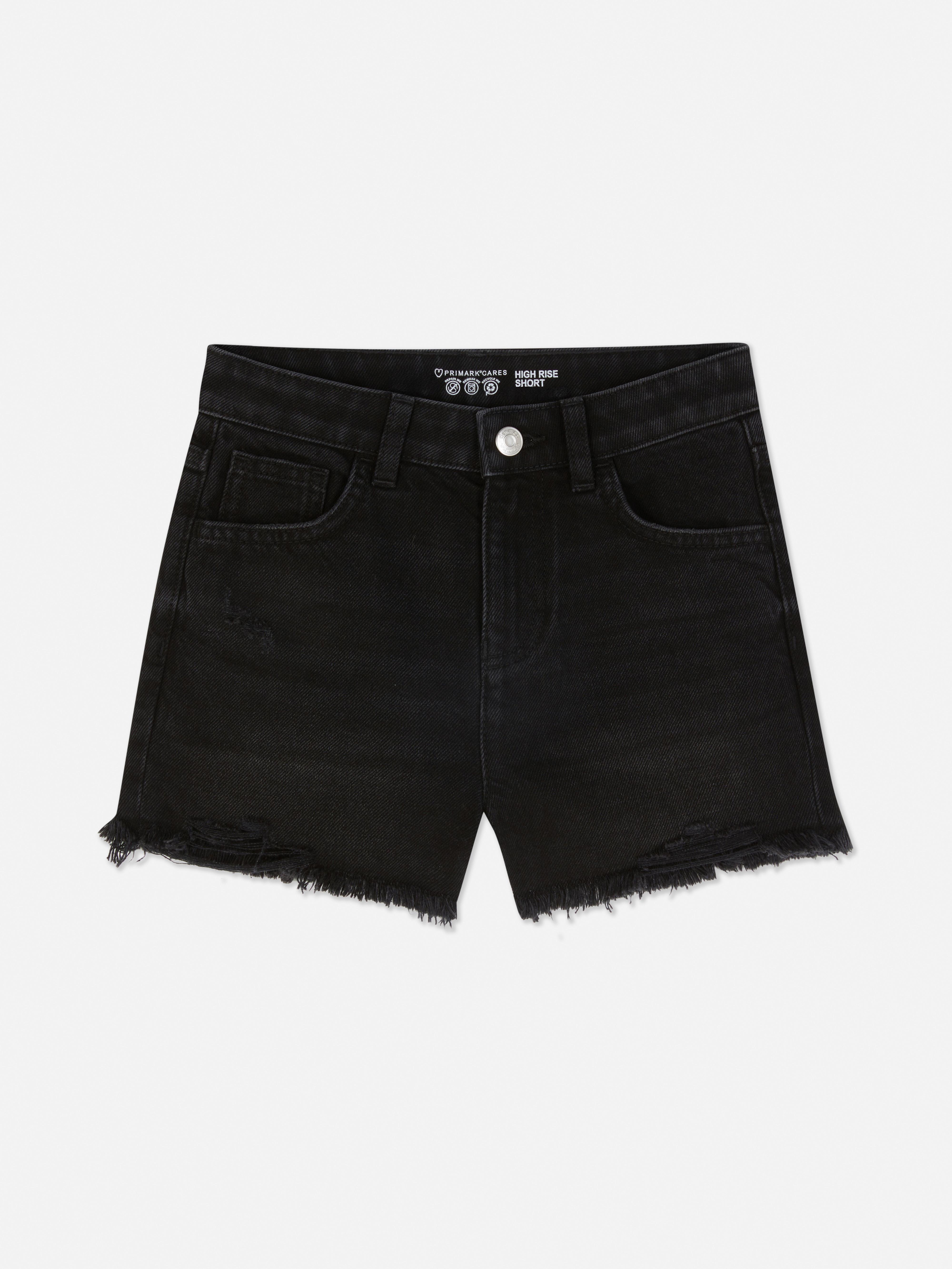 Pantaloni scurți din denim, cu rupturi