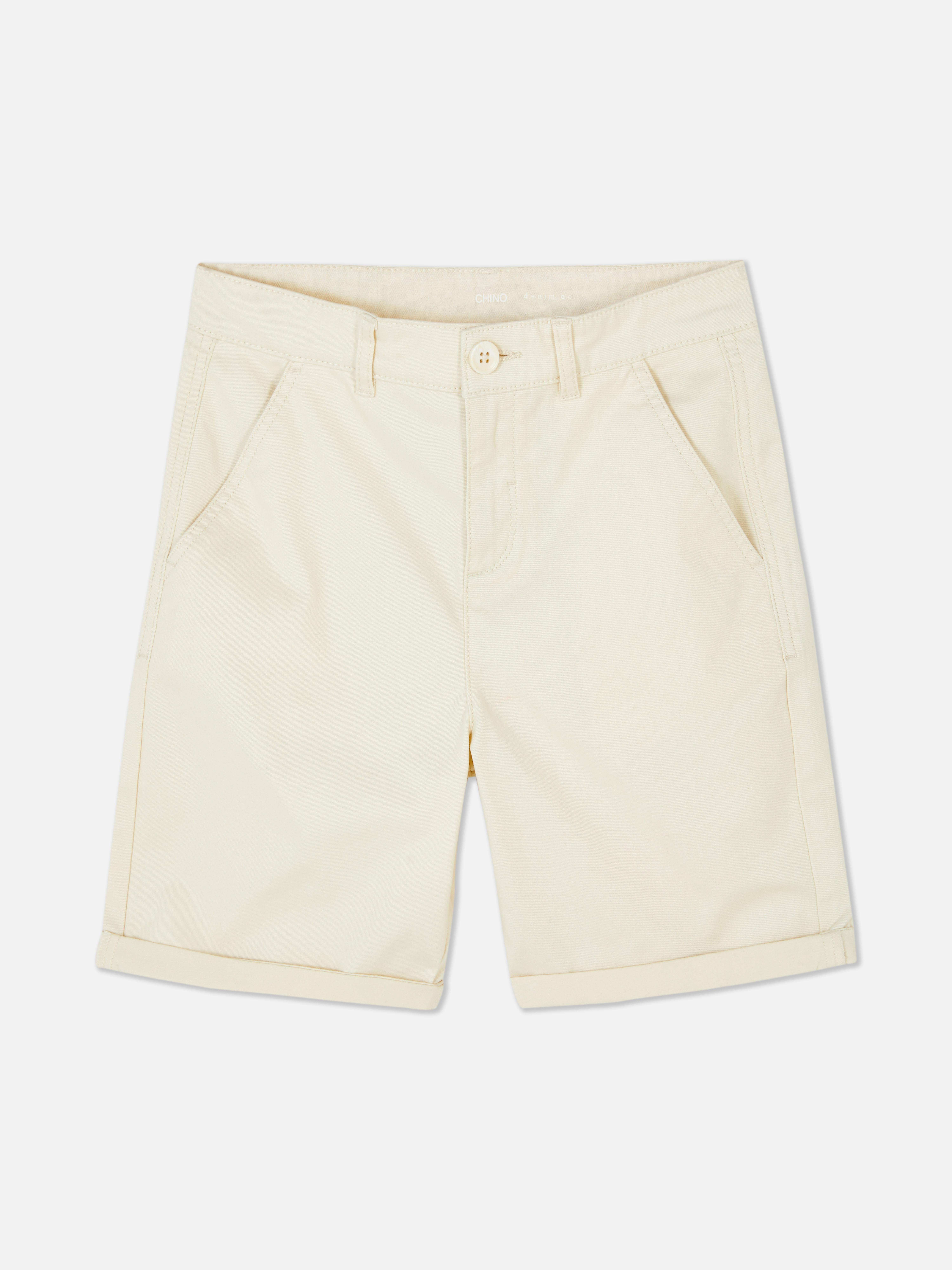 Calções chino dobra Cru