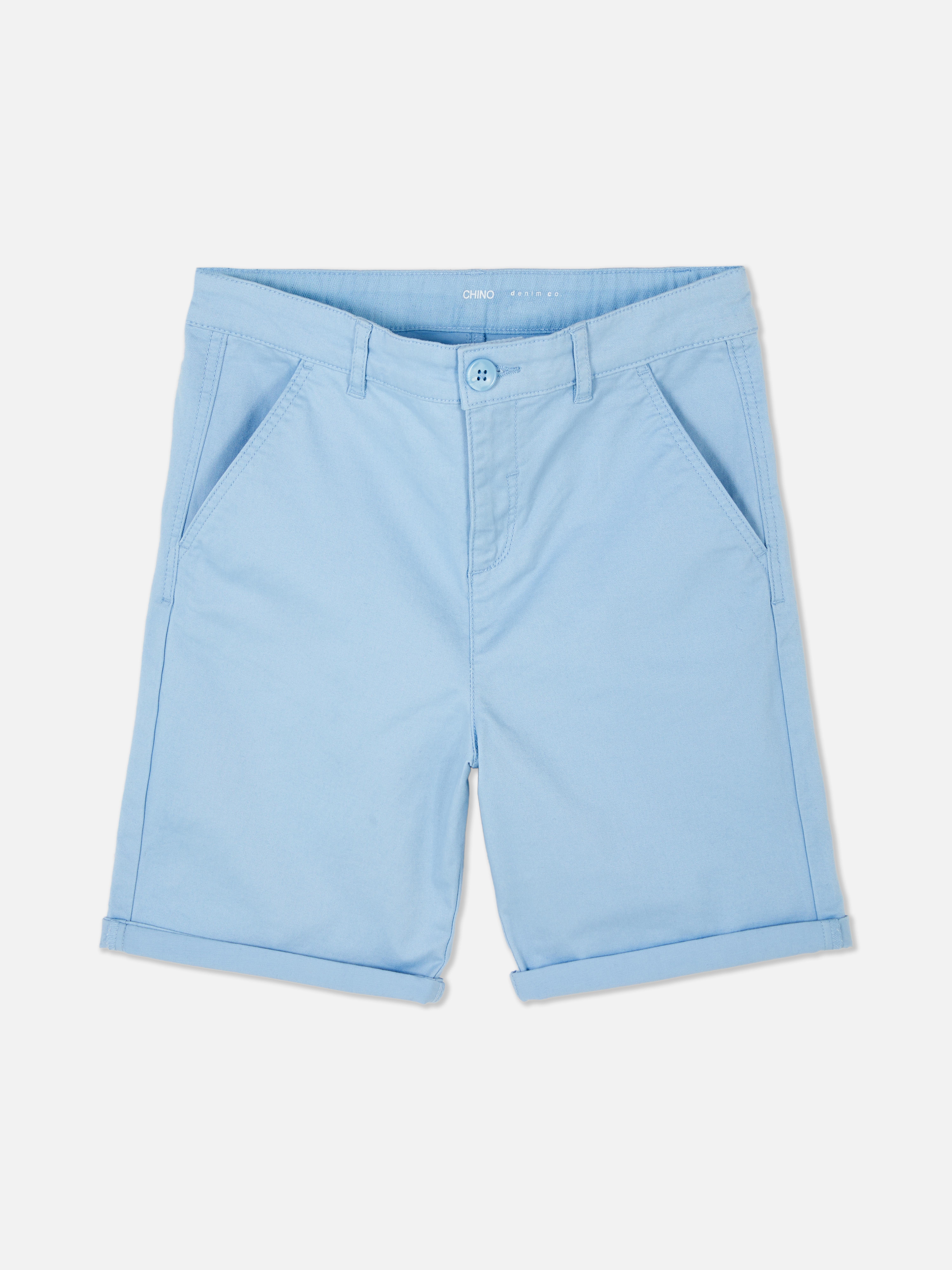Calções chino dobra Azul-claro