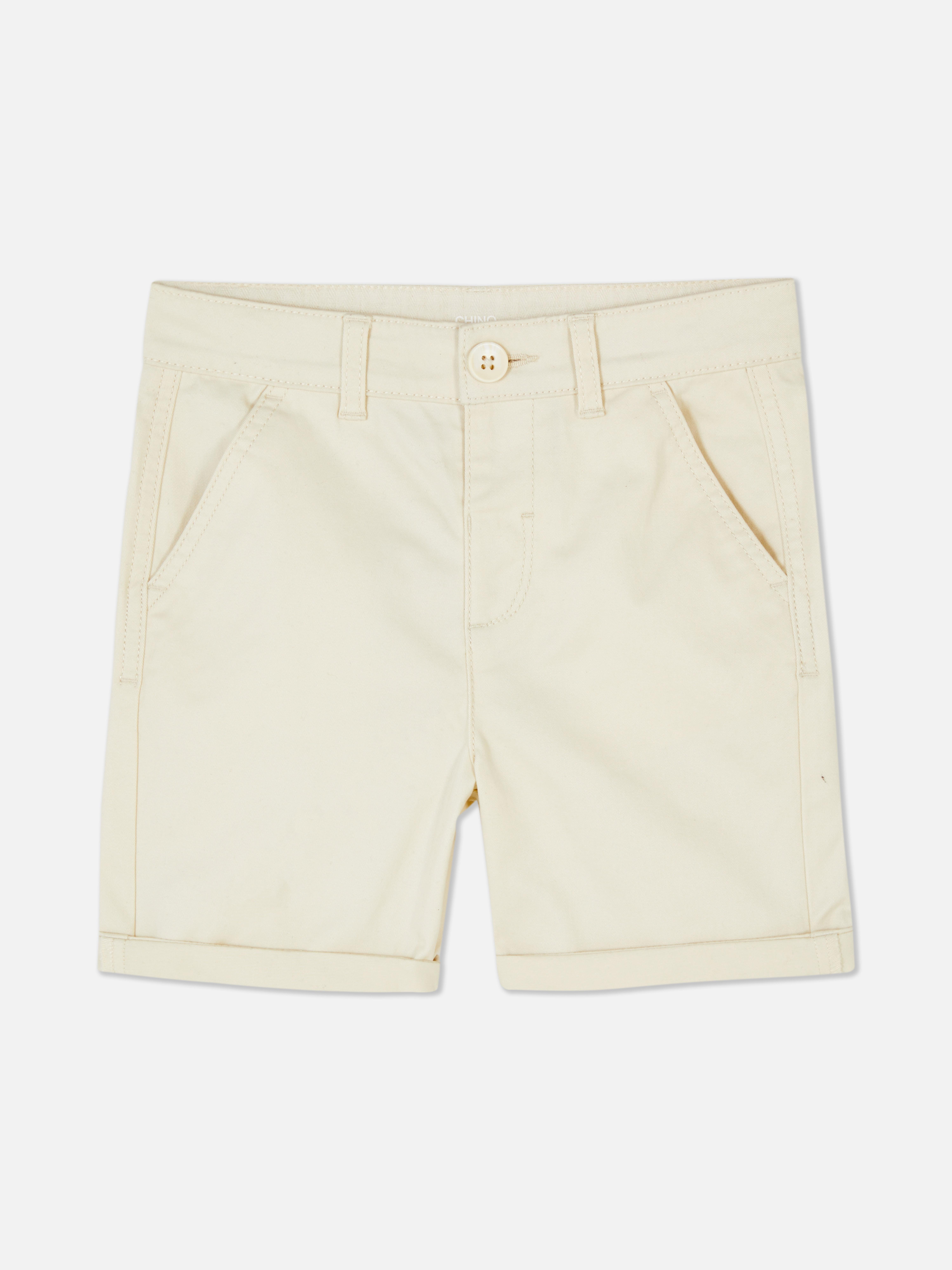 Chinoshort met omslag Ecru