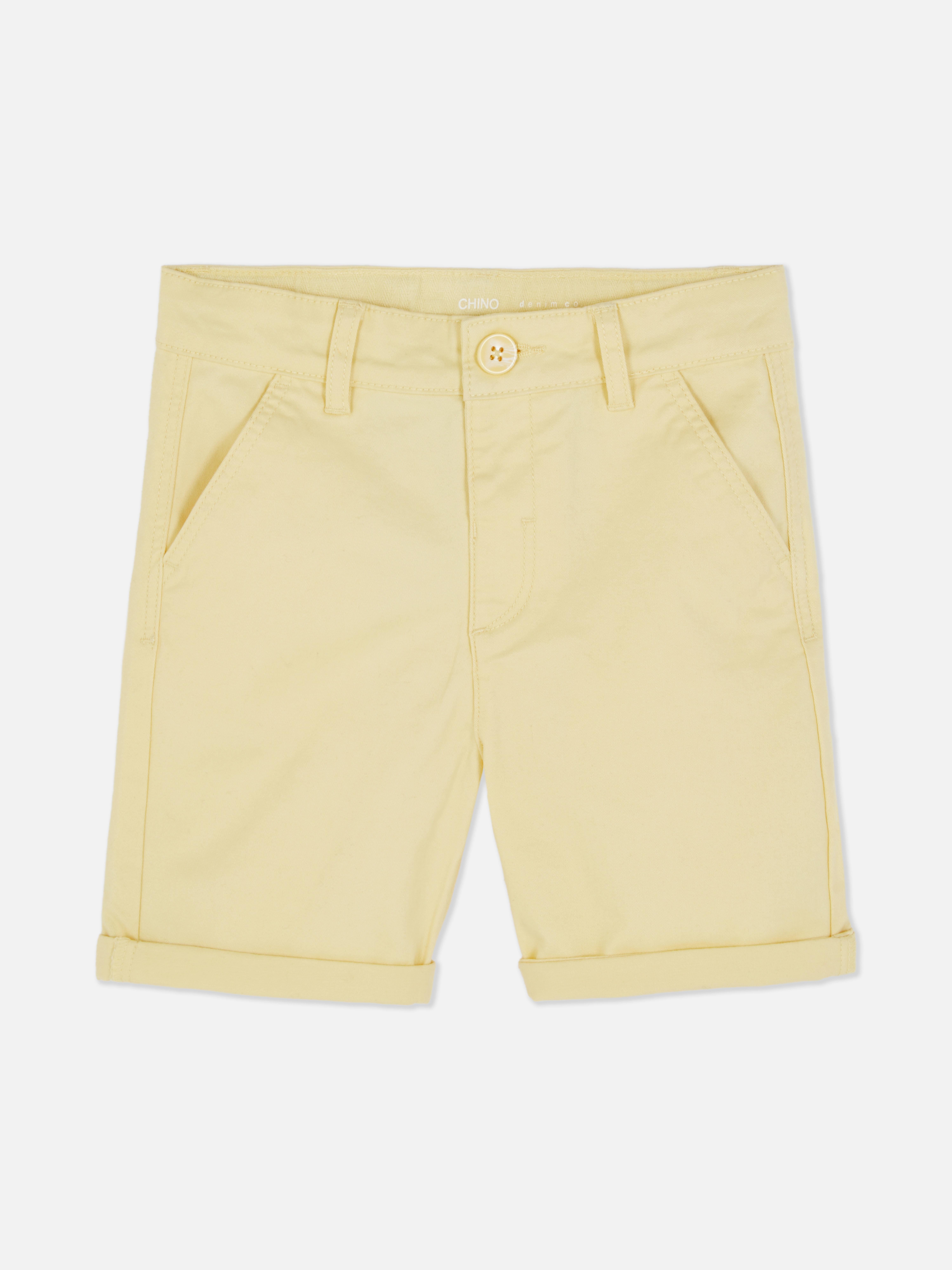 Chinoshort met omslag Geel