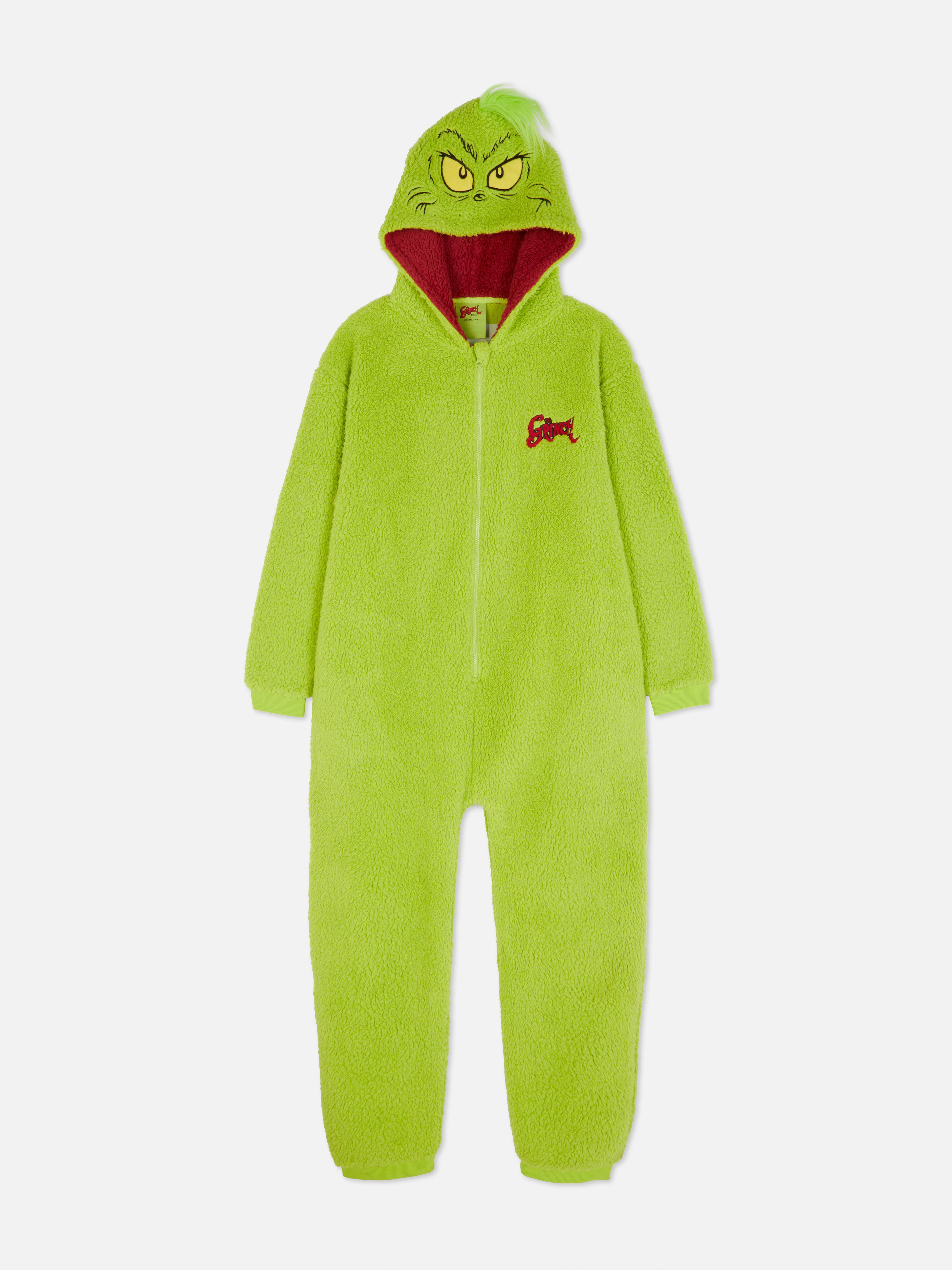 Fuzzy grinch onesie sale