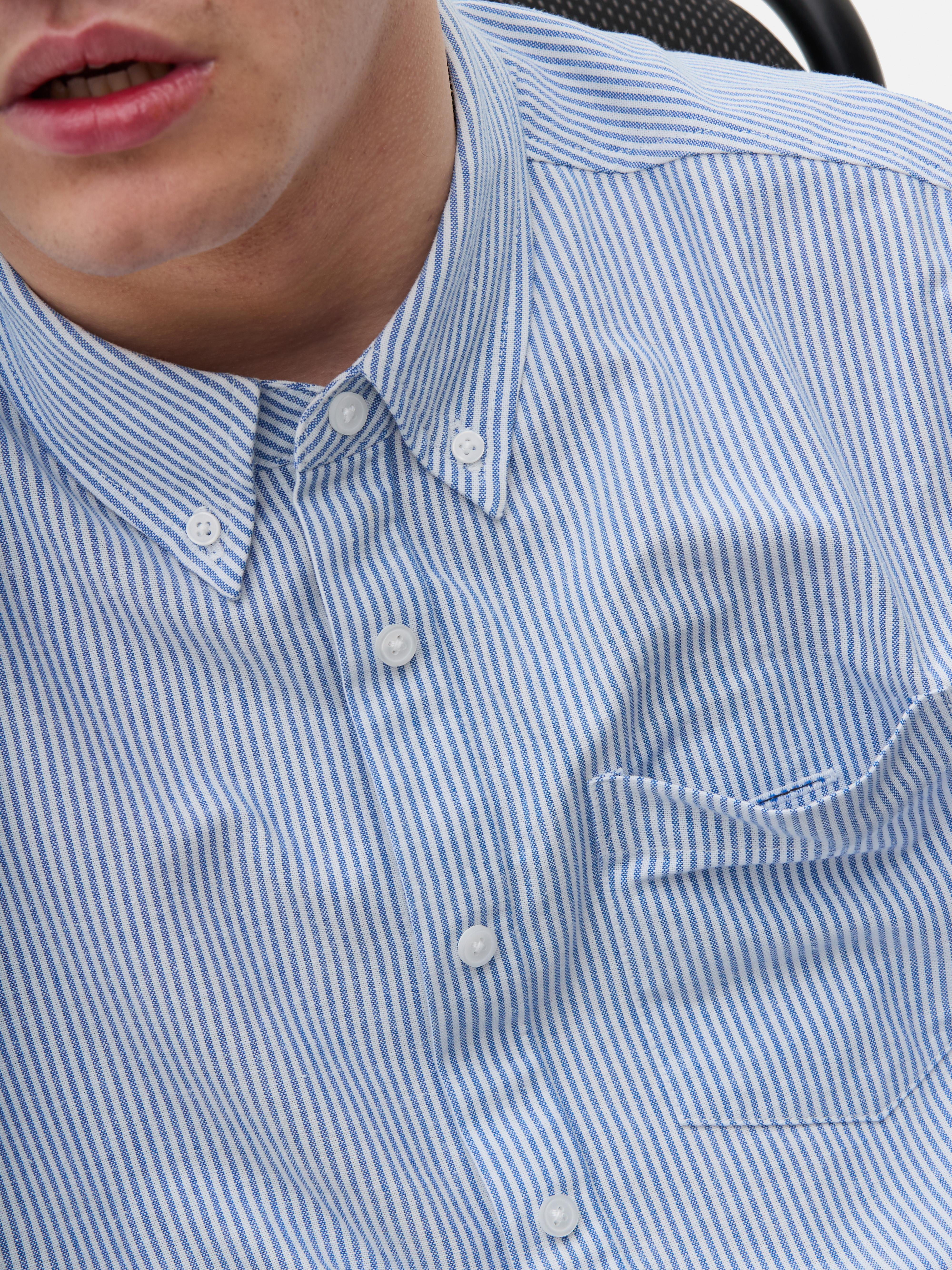Camisa Oxford riscas cadeira de rodas adaptável