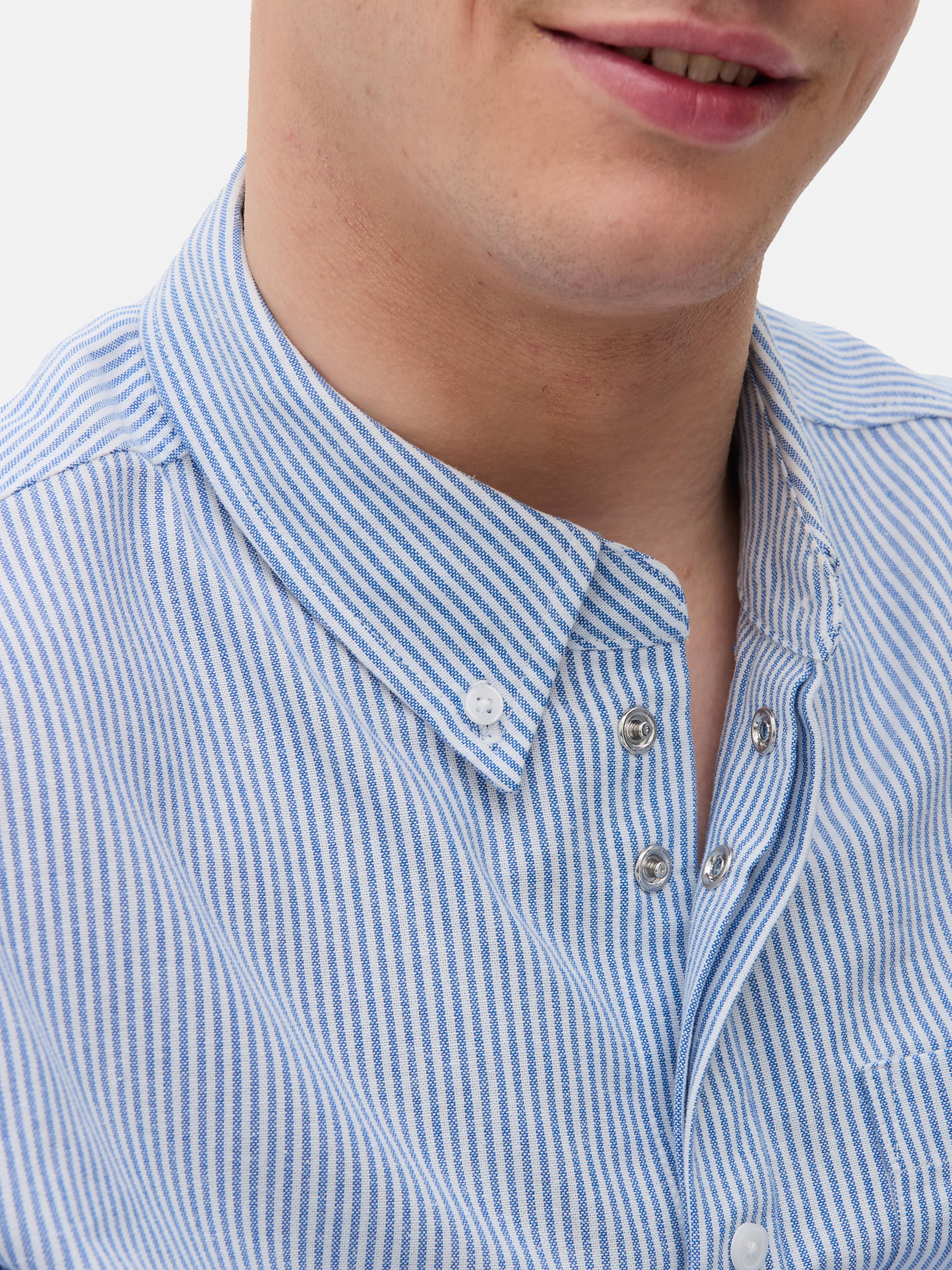 Camisa Oxford riscas cadeira de rodas adaptável