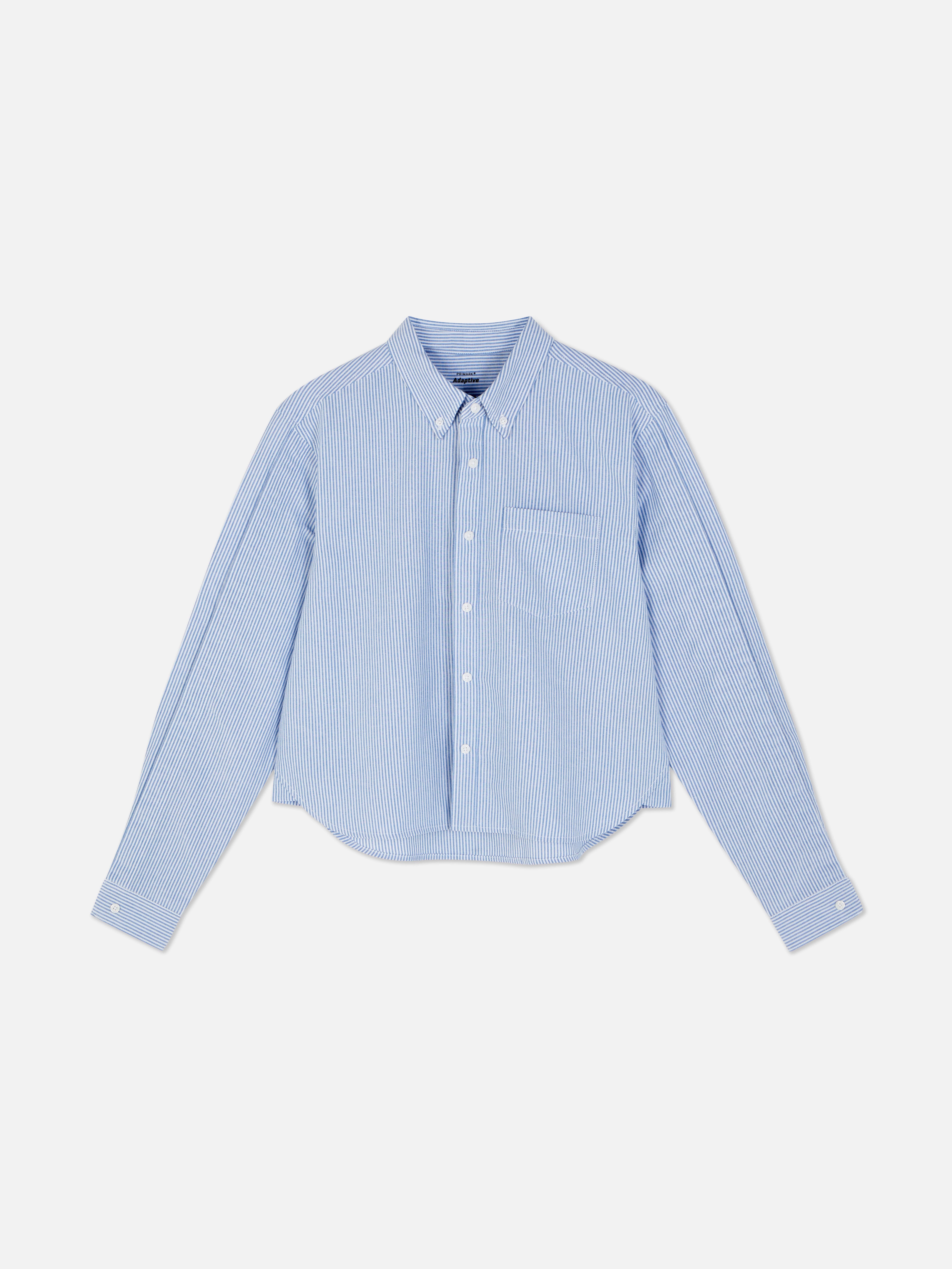 Camisa Oxford riscas cadeira de rodas adaptável
