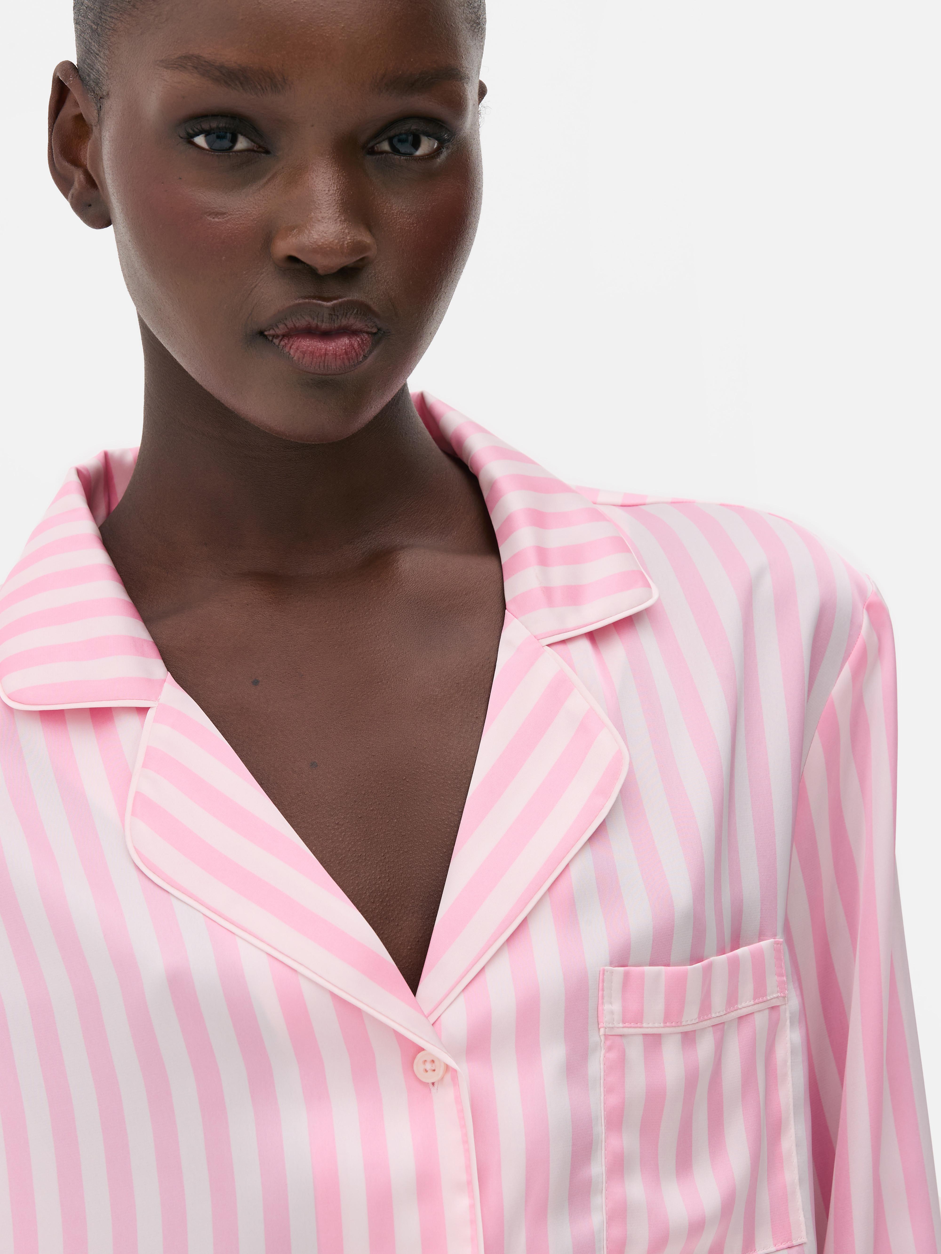 Pyjama Femme Satin Extensible - Haut à Col V & Pantalon élastique - Coupe Décontractée - Multi-tailles