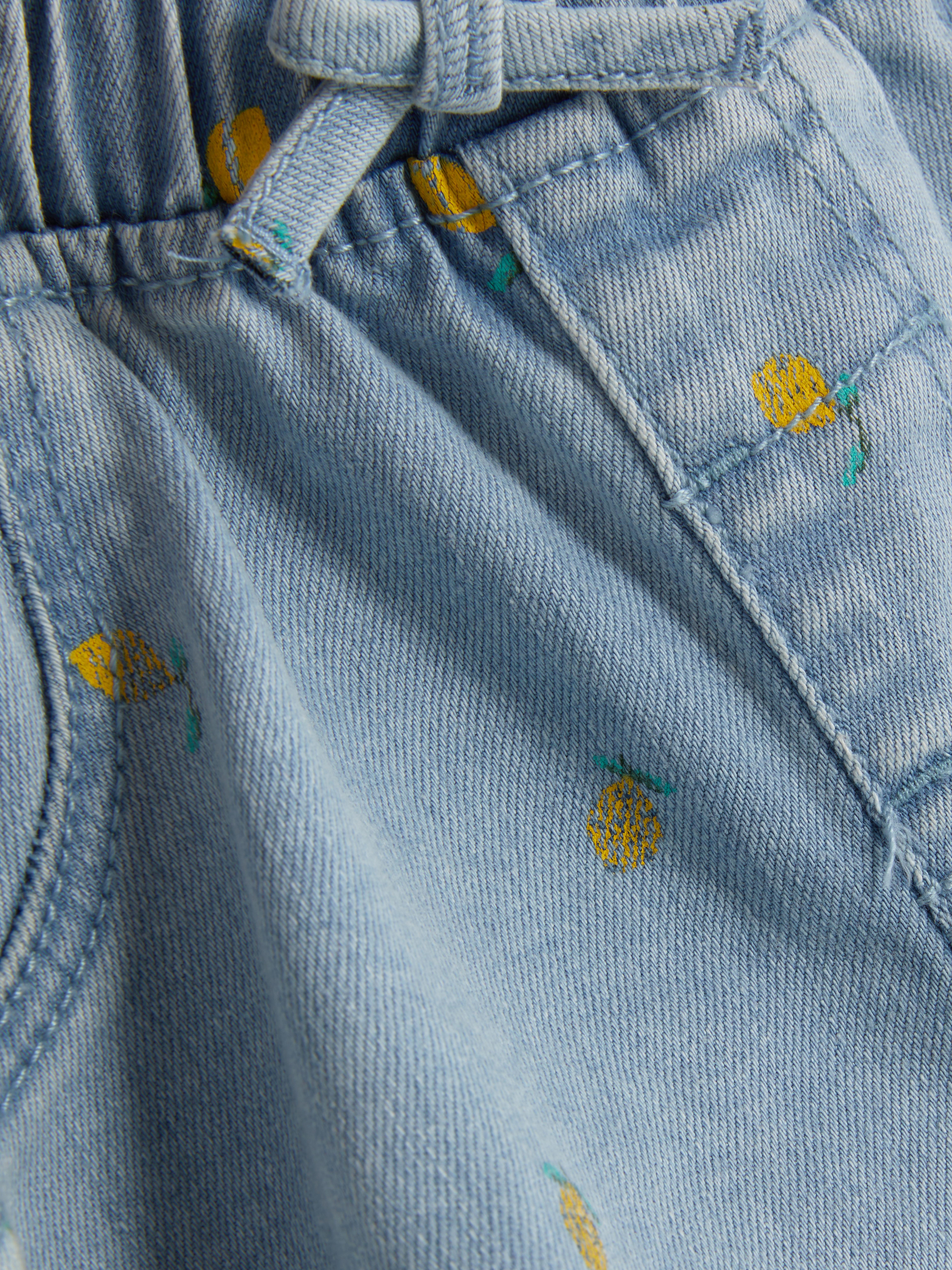 Demin Lemon Pattern Shorts