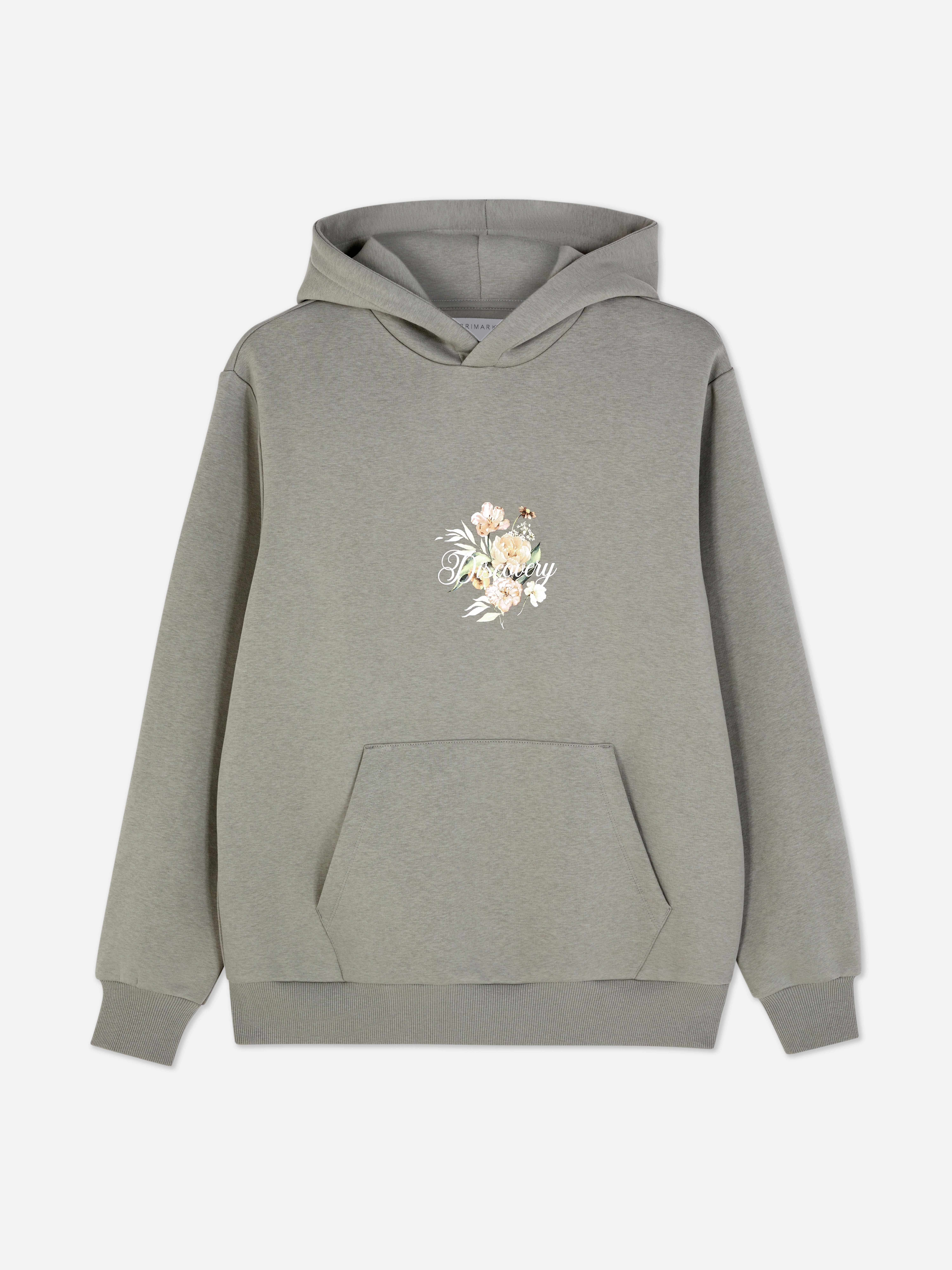Grey hoodie with flowers new arrivals