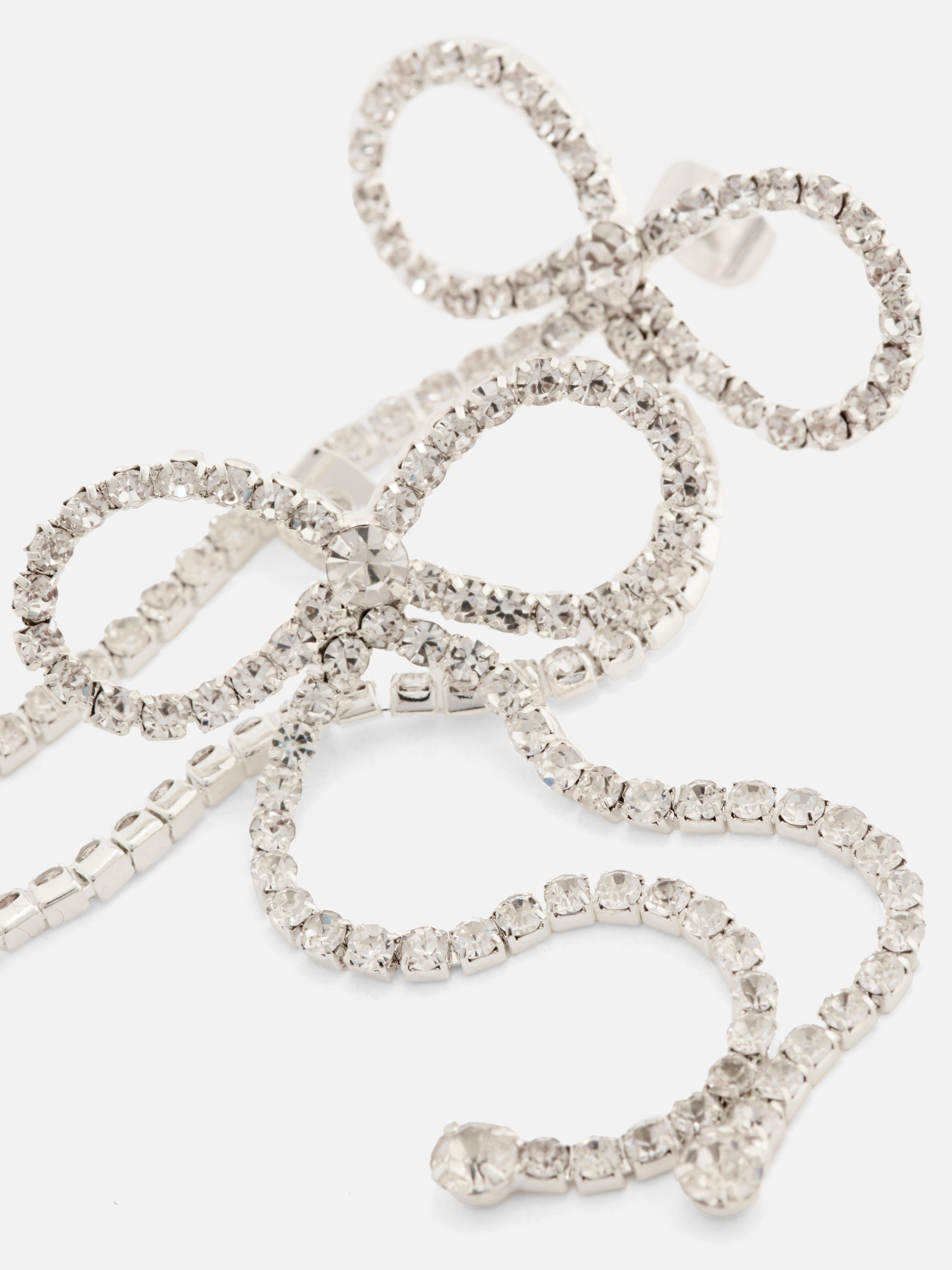Diamanté Bow Drop Earrings