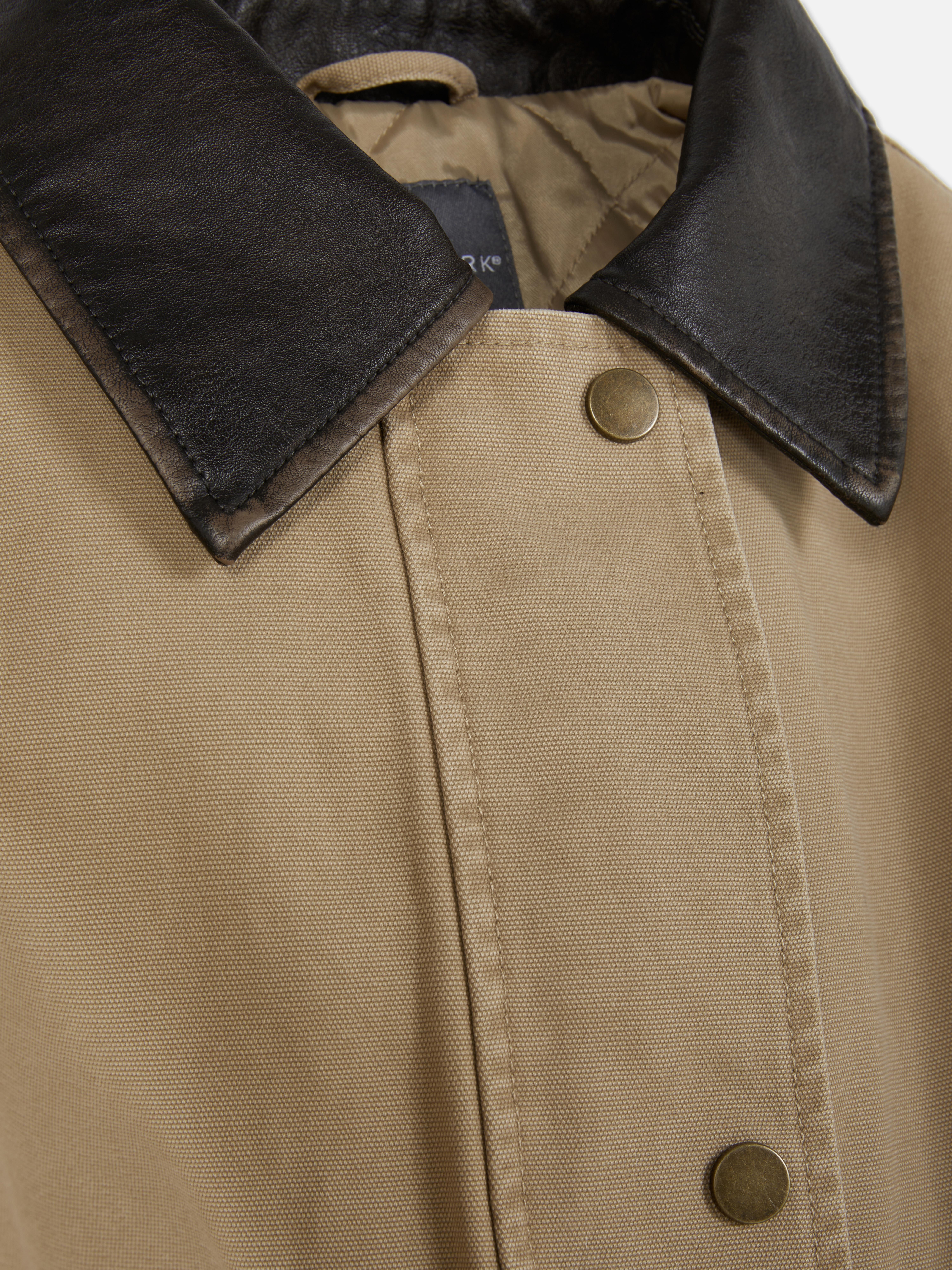 Canvasjacke mit Kunstlederkragen