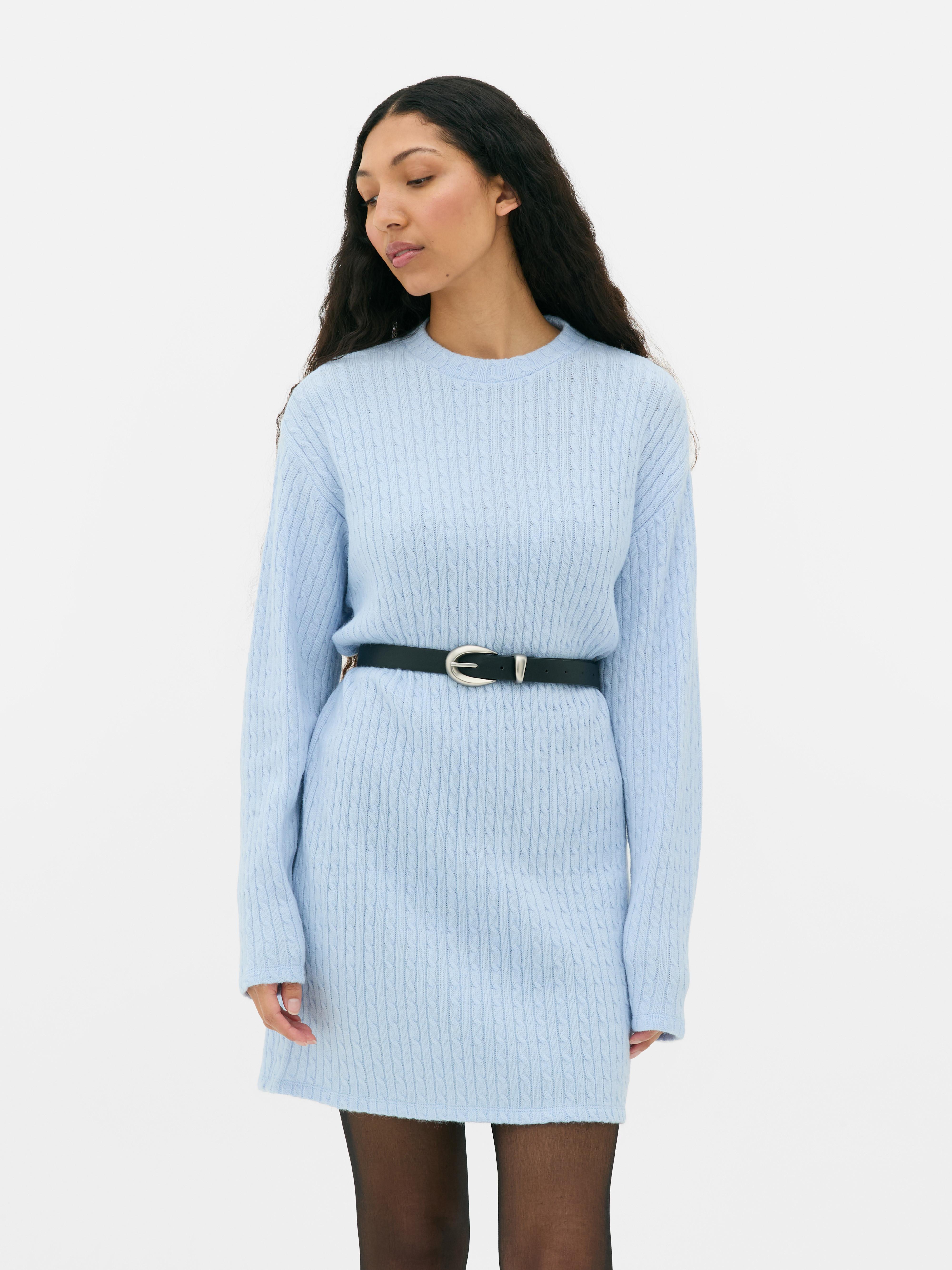 Womens Light Blue Cable Knit Jumper Dress | Primark