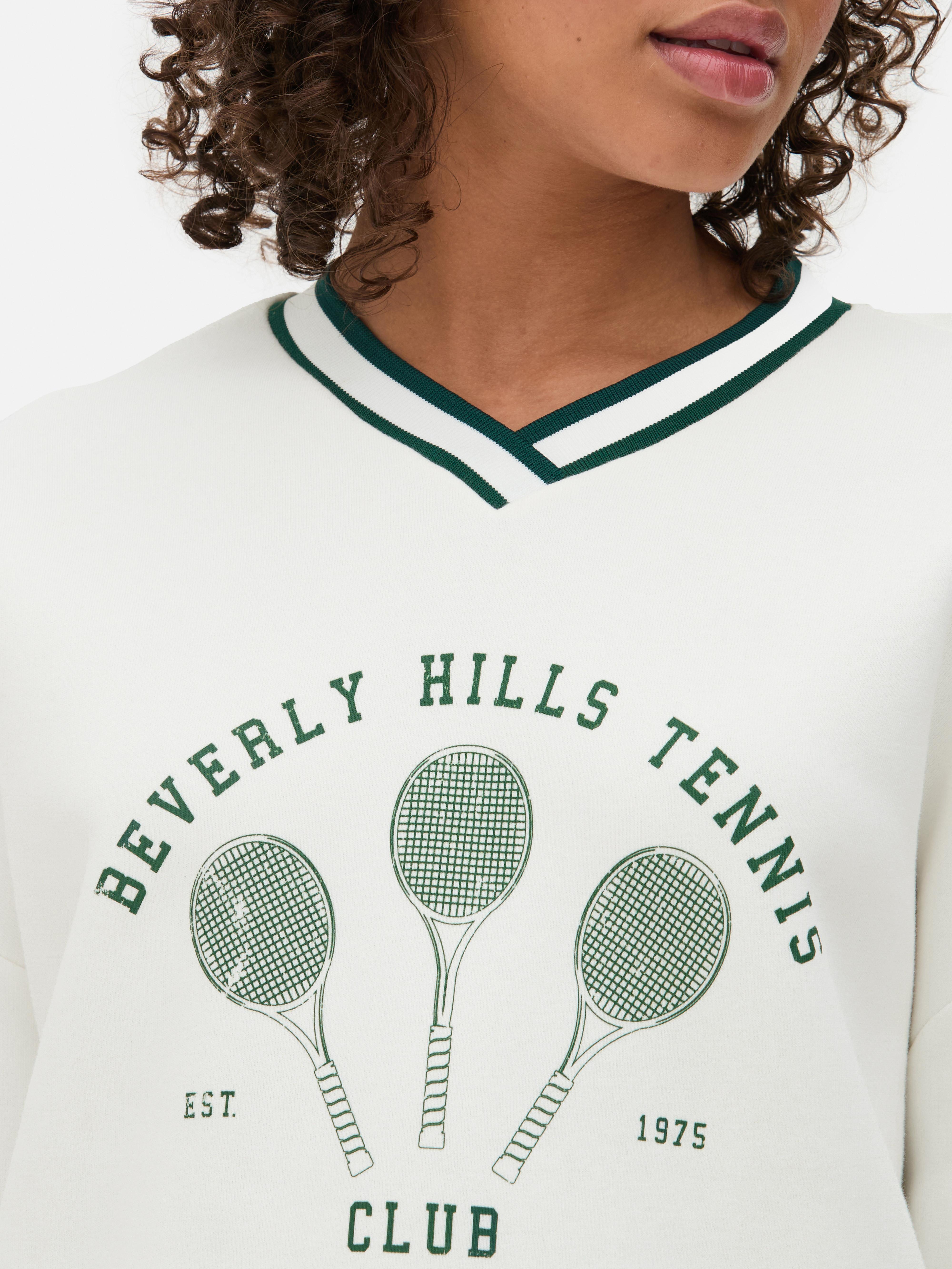 Women's White Tennis V-Neck Sweatshirt | Penneys