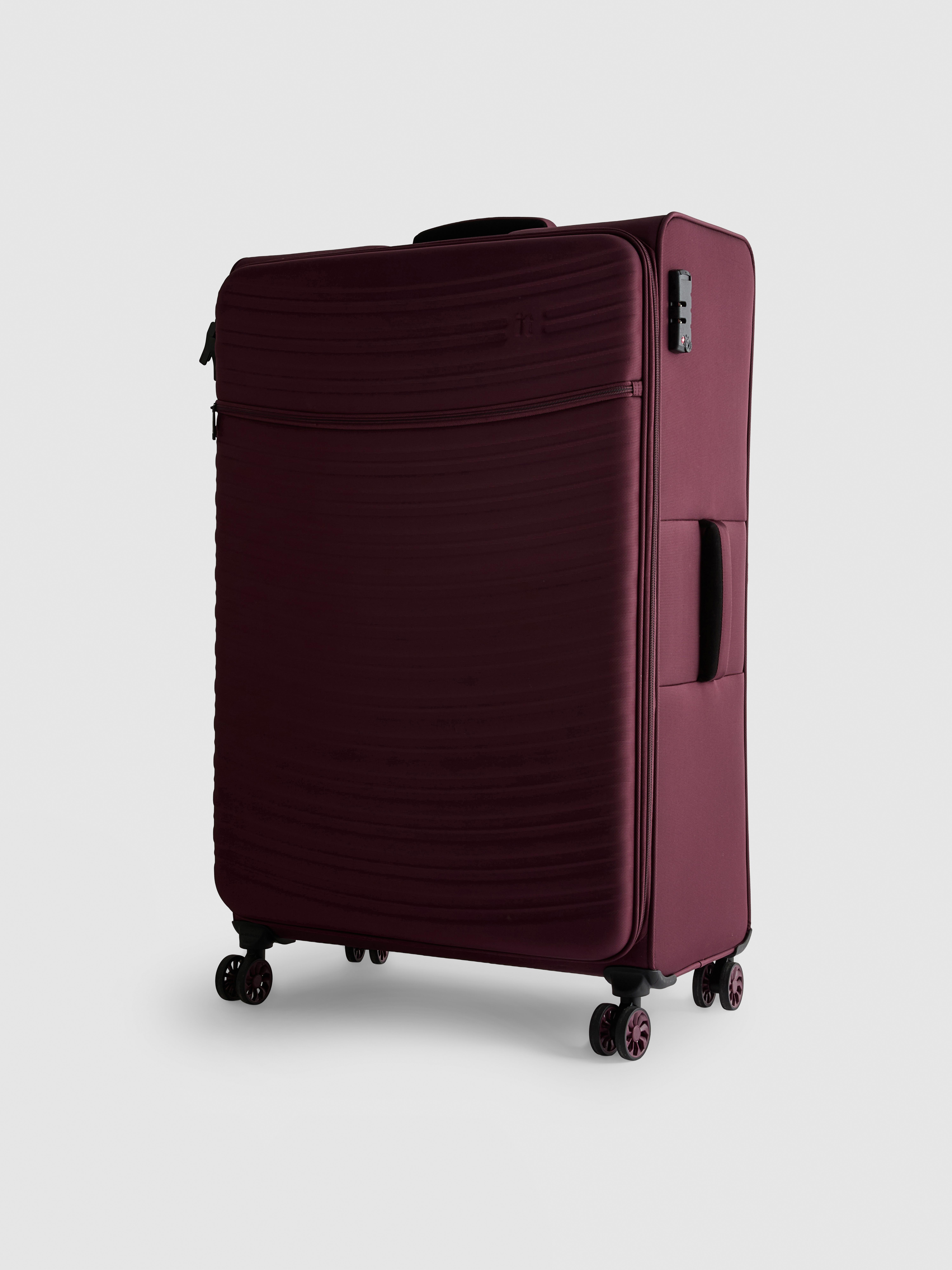 8-Wheel Soft Shell Suitcase Burgundy