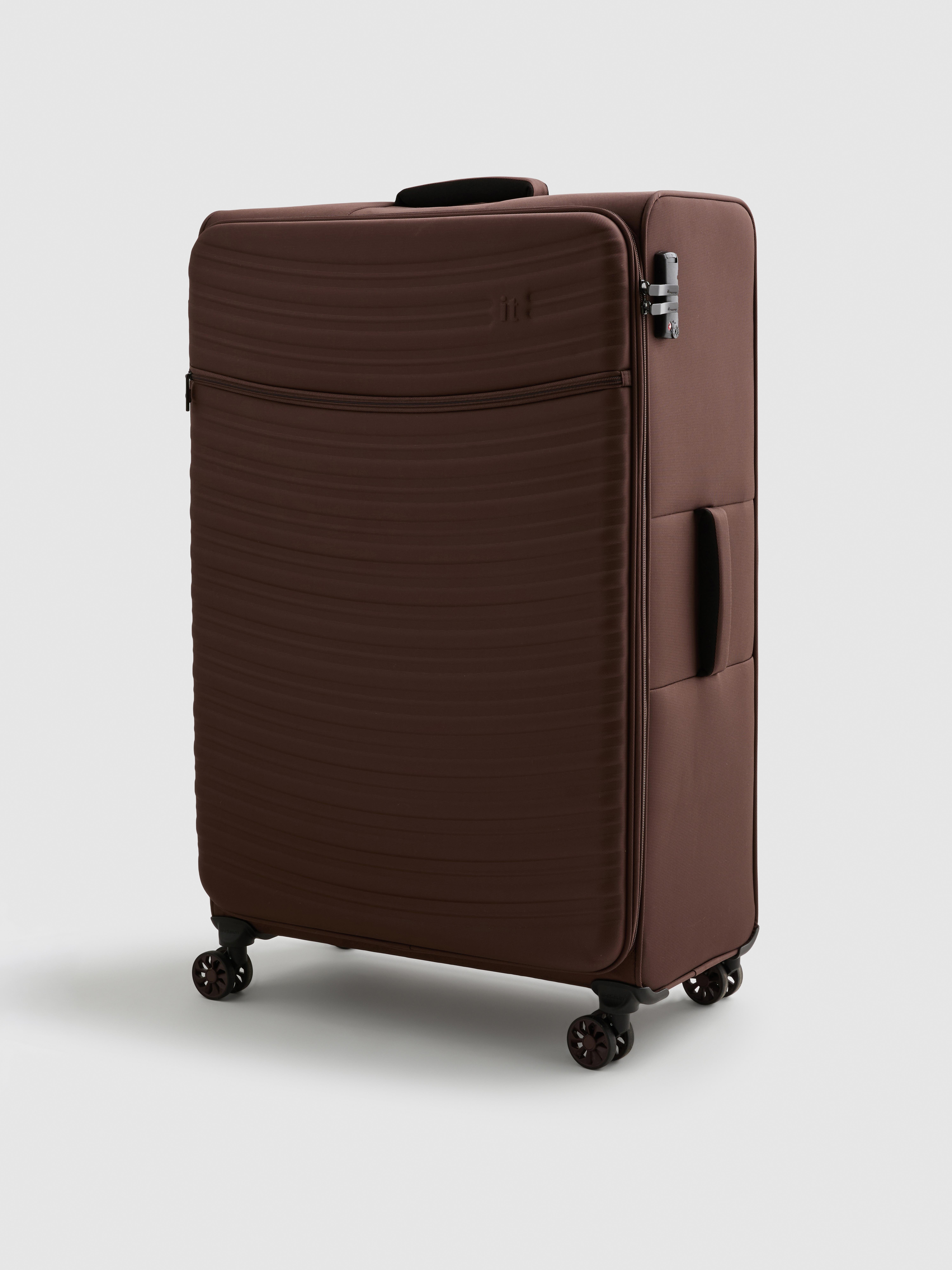 8-Wheel Soft Shell Suitcase Chocolate