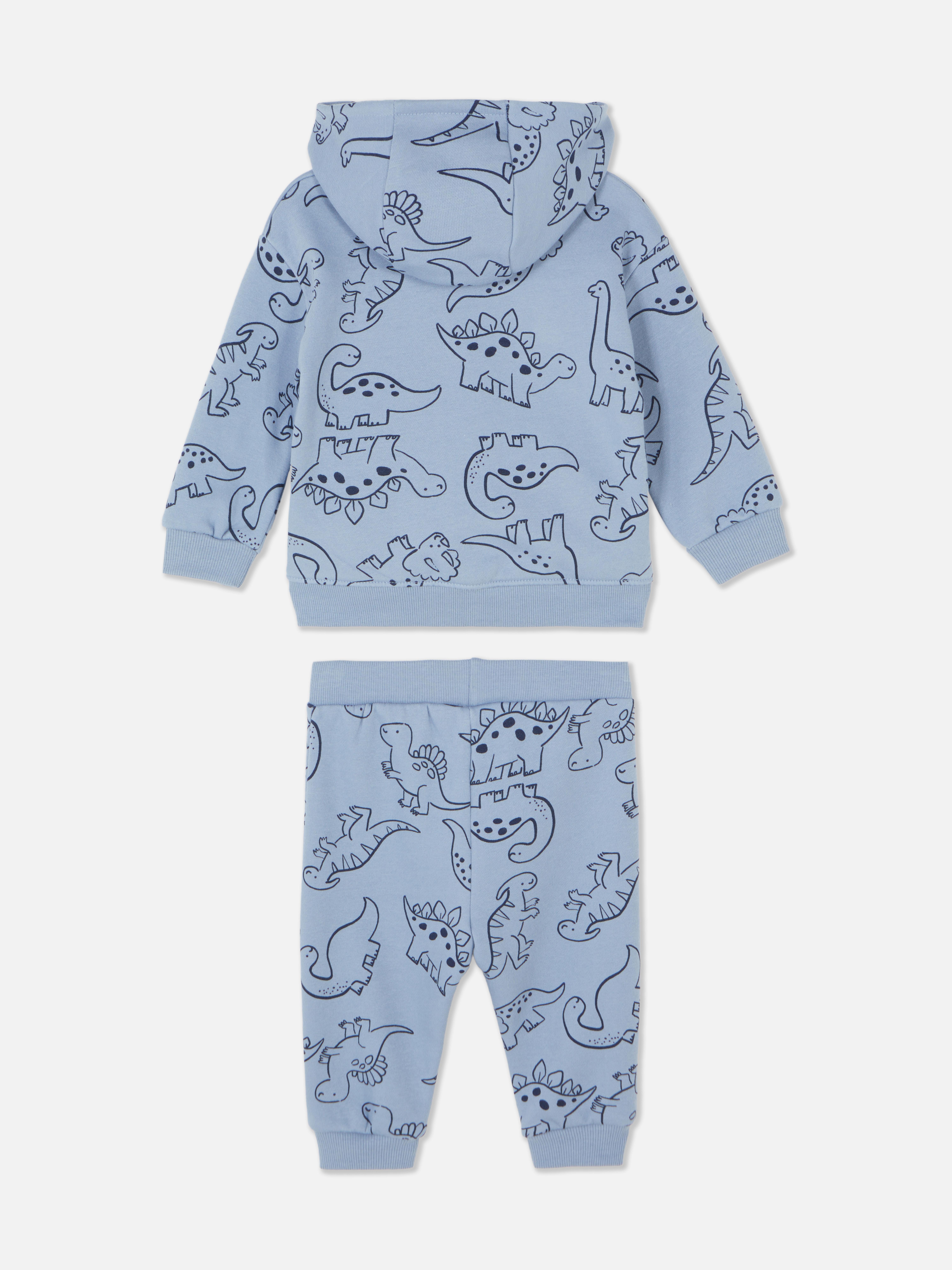 Felpa con cappuccio e pantaloni tuta con dinosauro