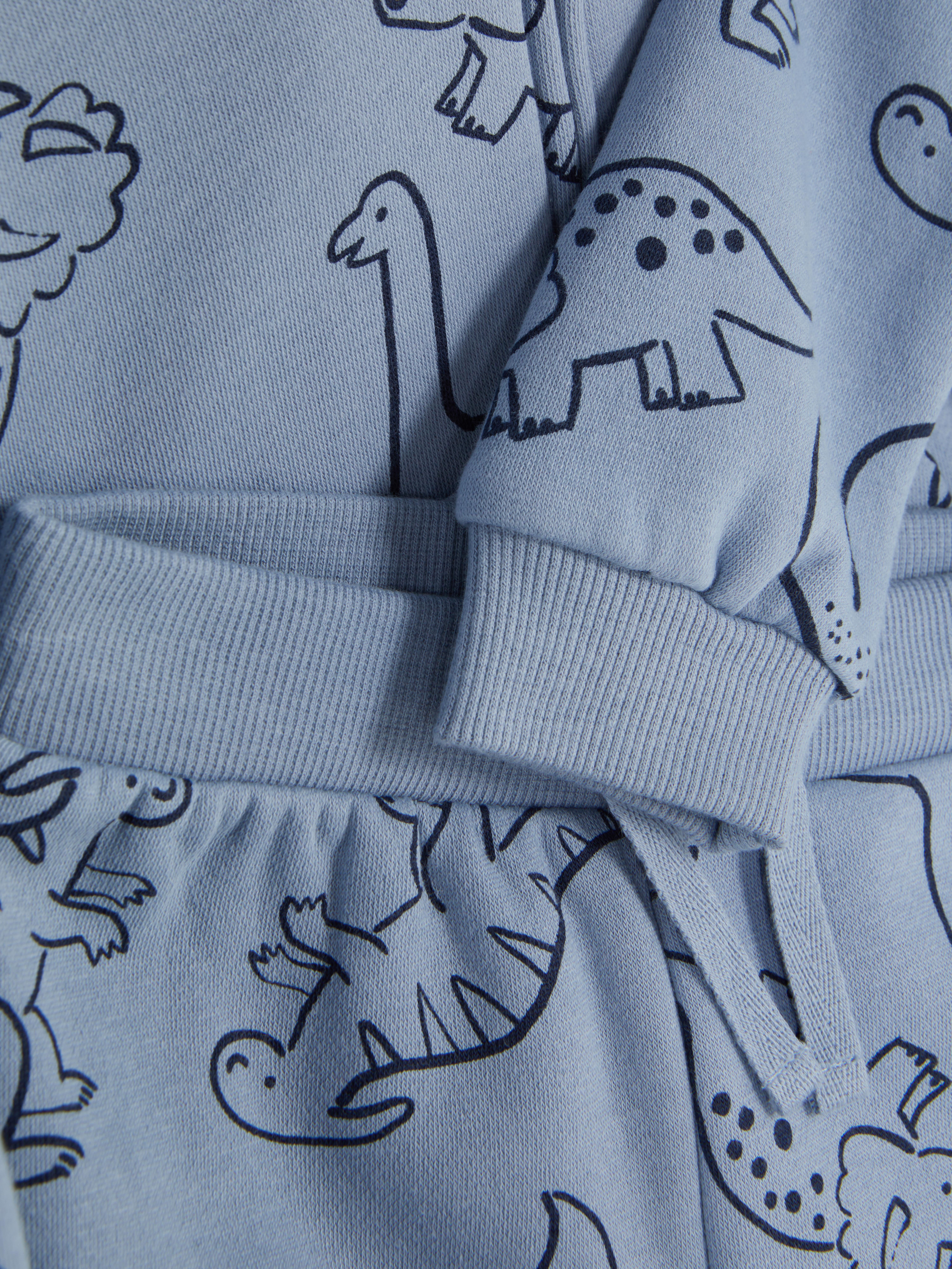 Felpa con cappuccio e pantaloni tuta con dinosauro